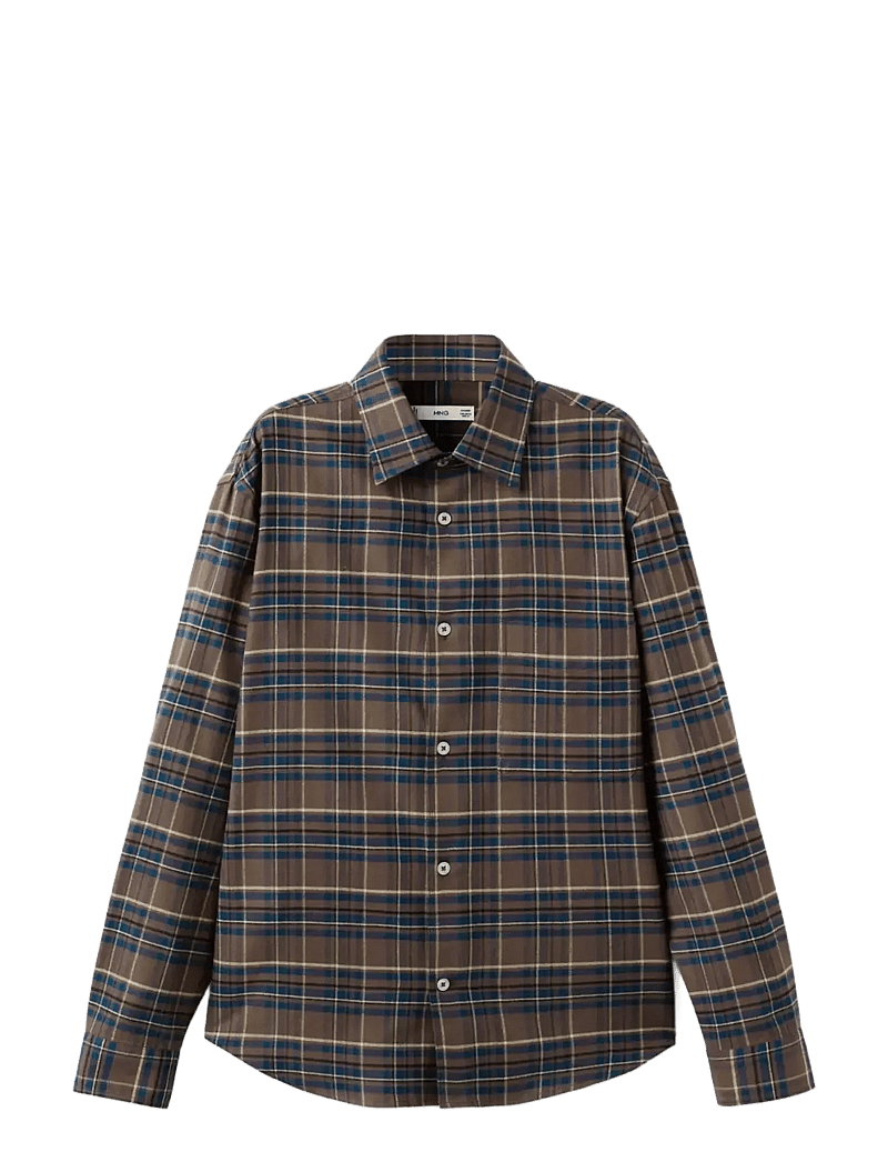 Mango - 100% cotton flannel checkered shirt - flanell-hemden - medium brown - 1