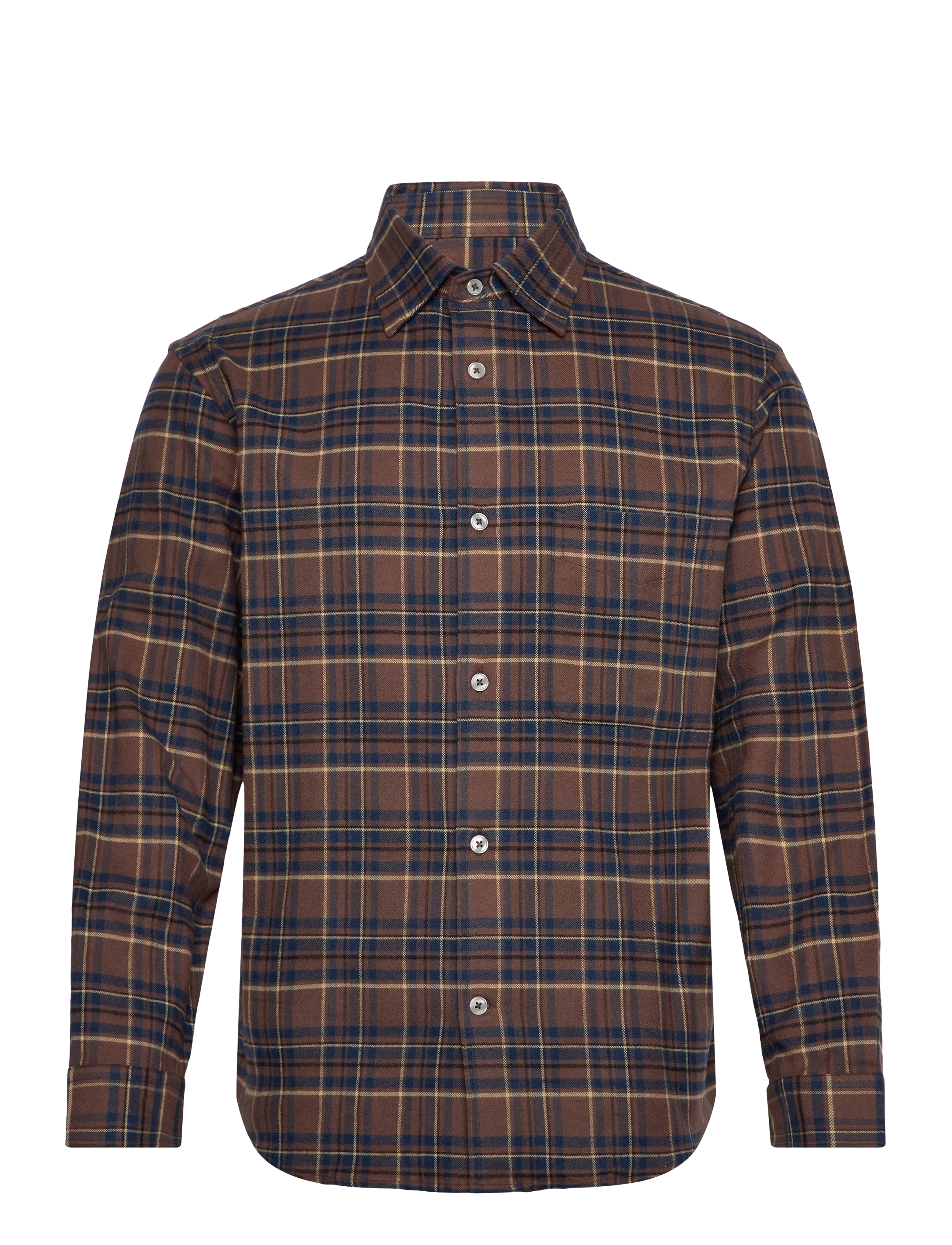 Mango 100% cotton flannel checkered shirt - Vabaajasärgid - MEDIUM BROWN / multi