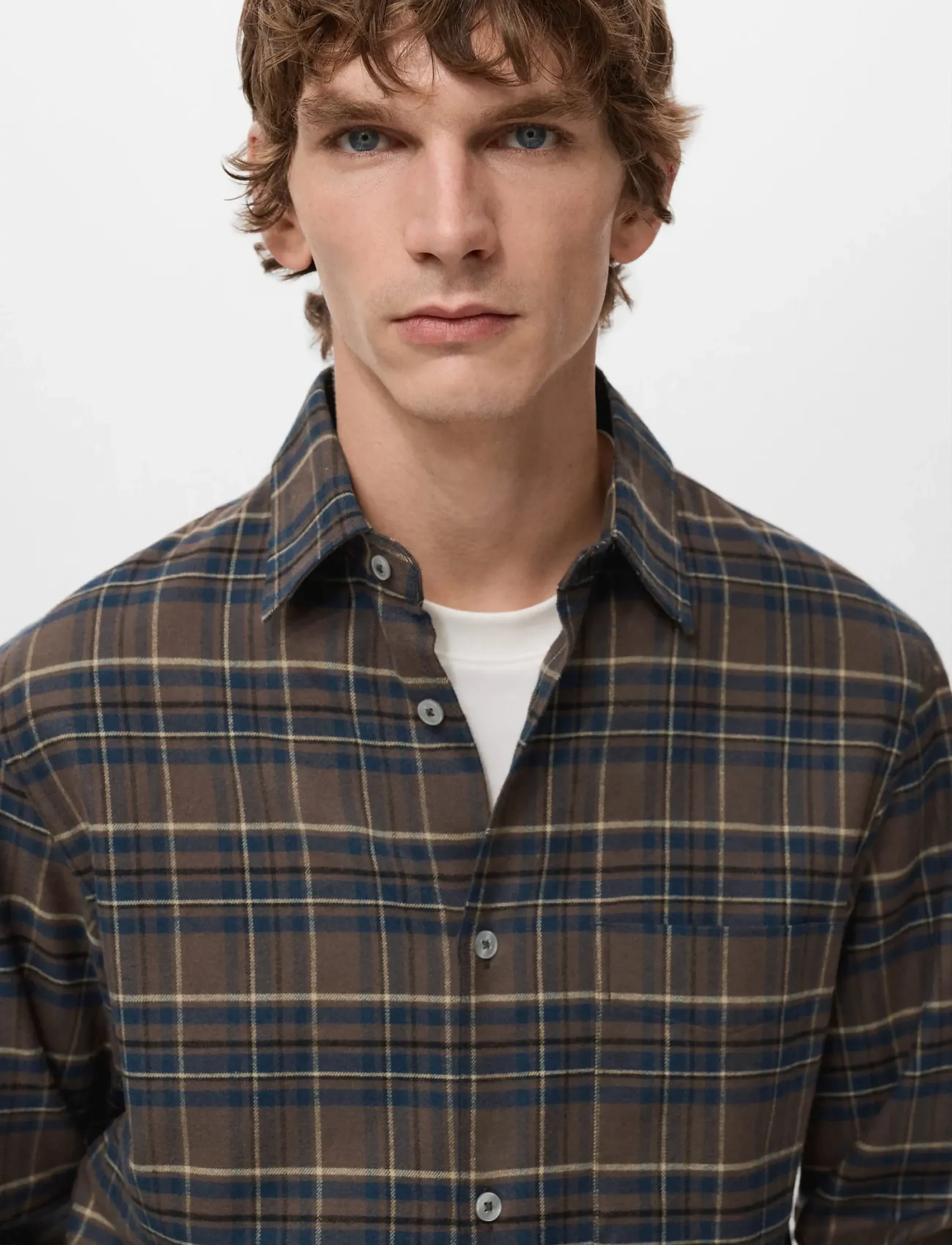 Mango - 100% cotton flannel checkered shirt - casual hemden - medium brown - 3