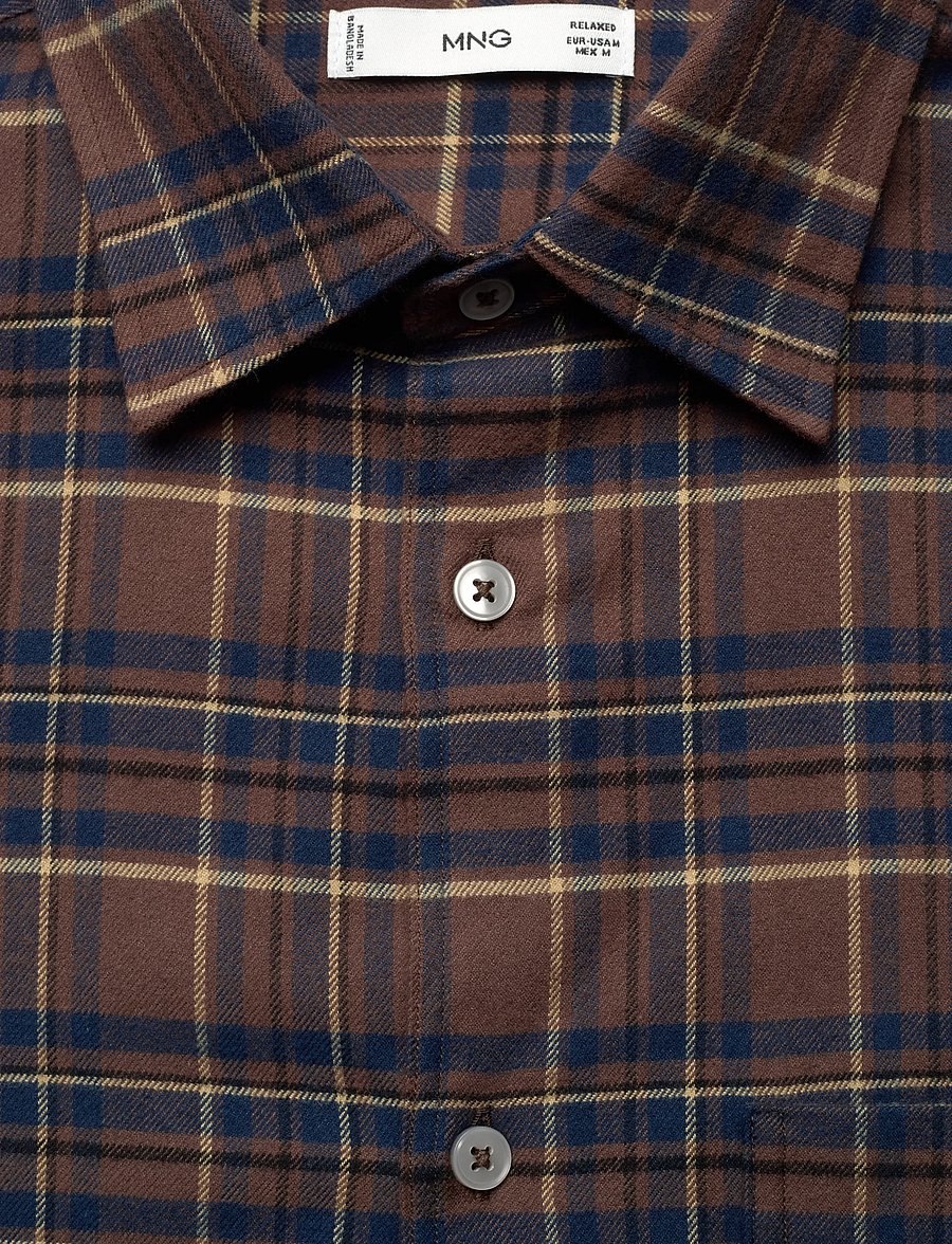 Mango - 100% cotton flannel checkered shirt - ternede skjorter - medium brown - 4