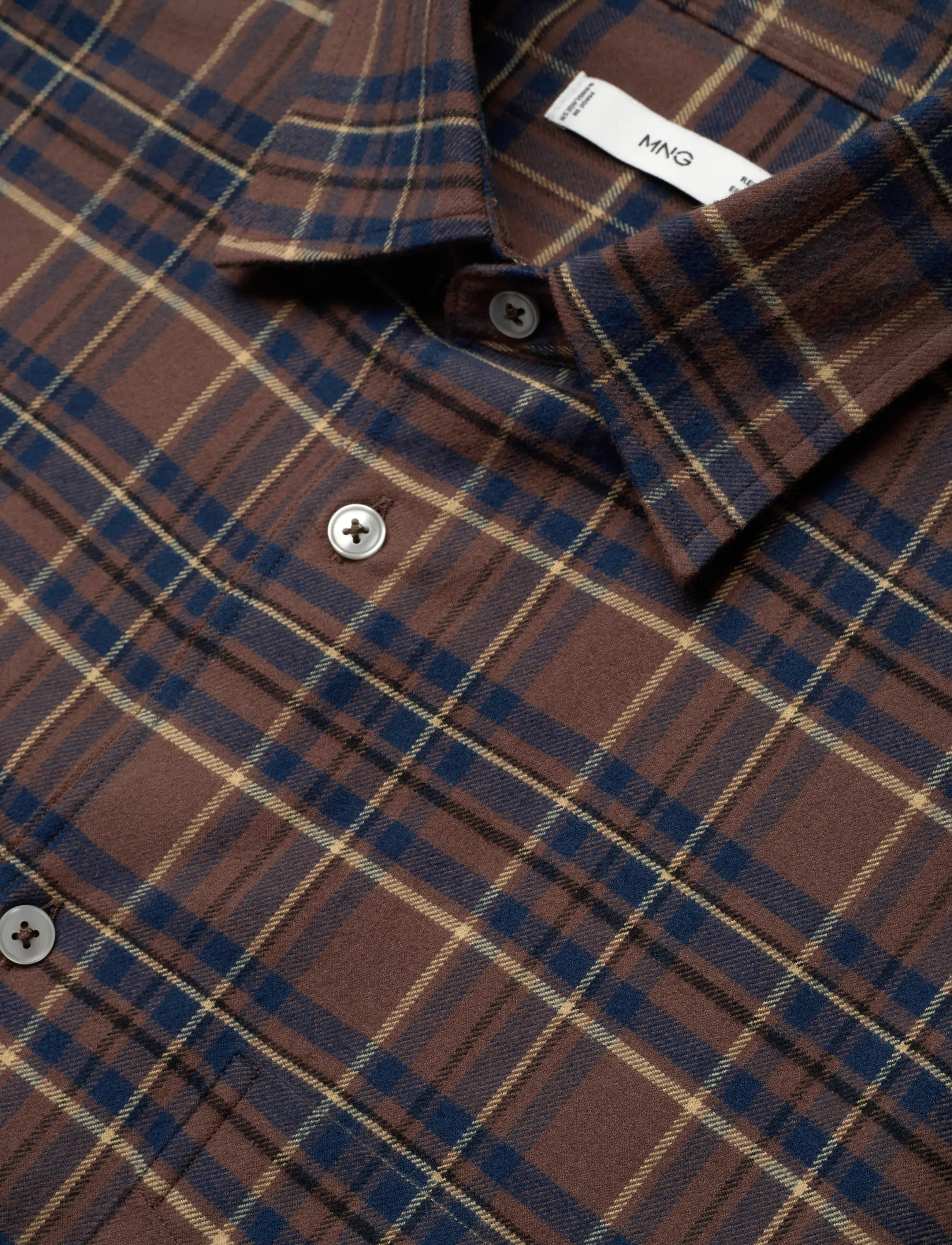 Mango - 100% cotton flannel checkered shirt - casual hemden - medium brown - 5