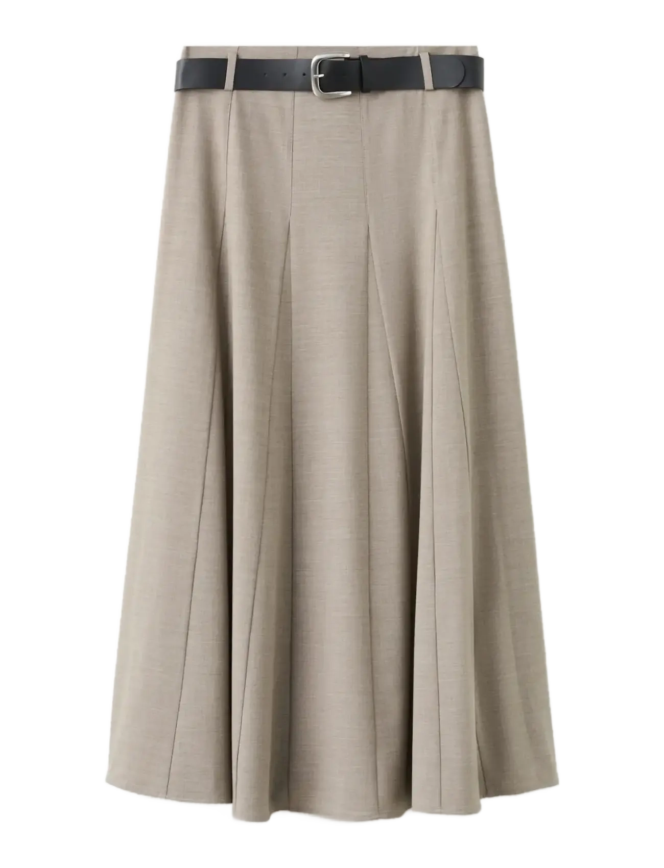 Mango A-line skirt with godets and belt - Tøj - GREY / grey
