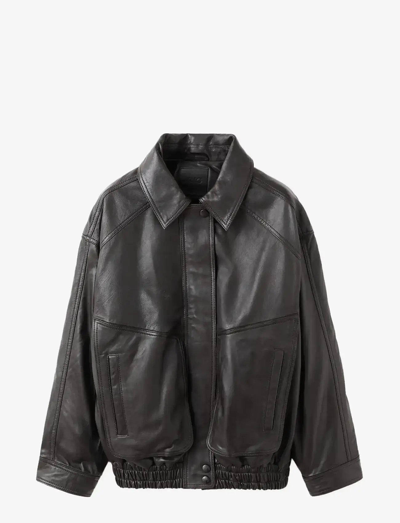 Mango - Oversized leather jacket - brown - 1