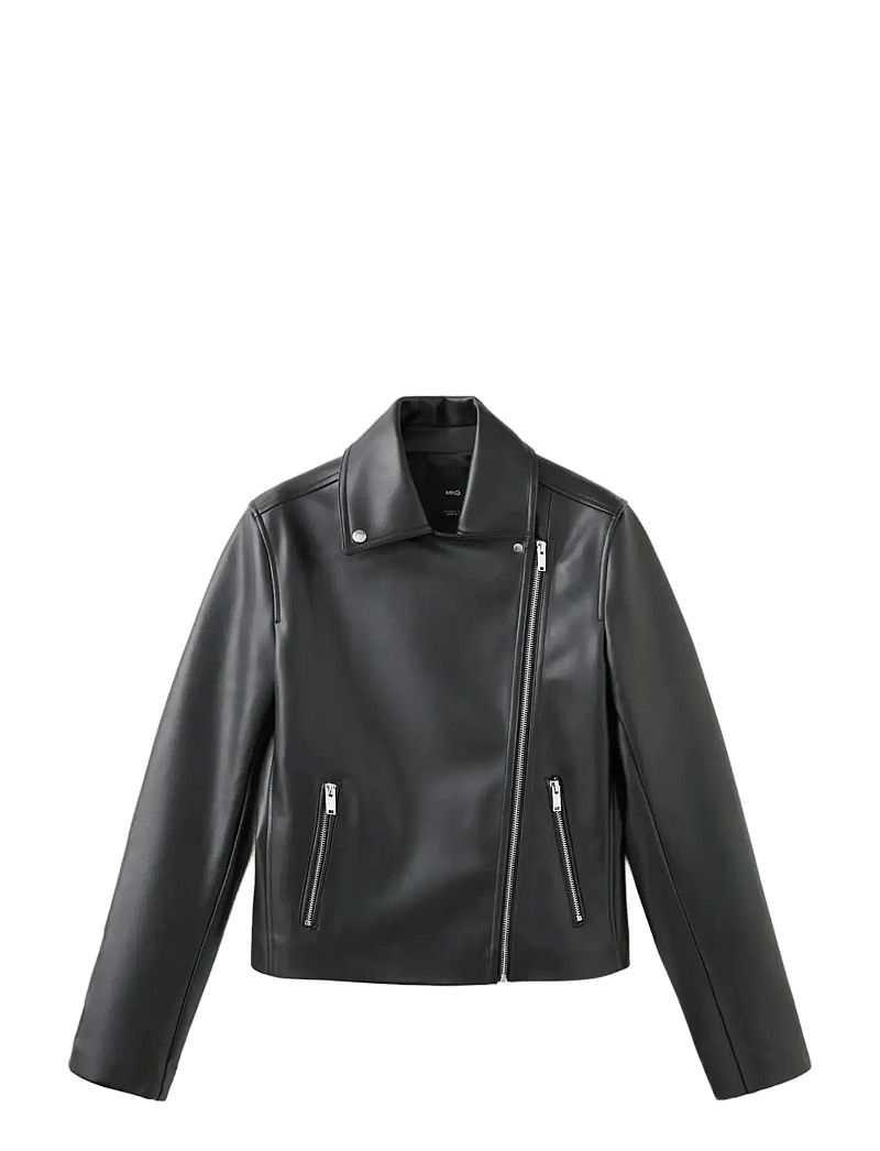 Mango - Faux-leather biker jacket - forårsjakker - black - 1