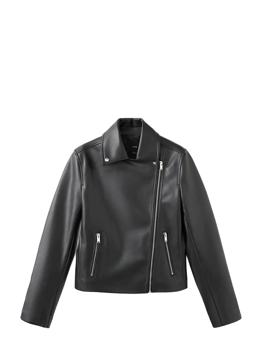Mango - Faux-leather biker jacket - frühlingsjacken - black - 1