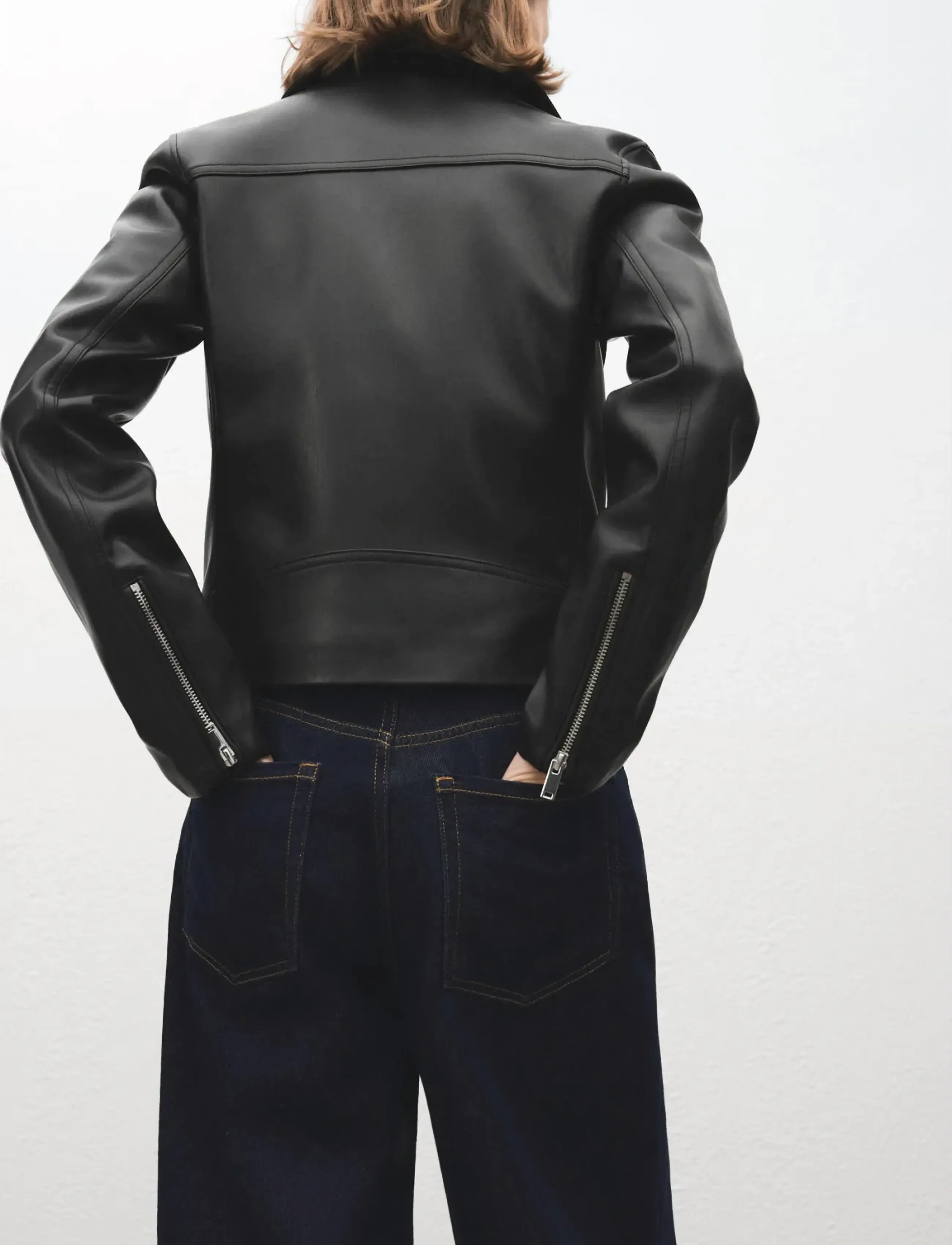 Mango - Faux-leather biker jacket - læderjakker - black - 2