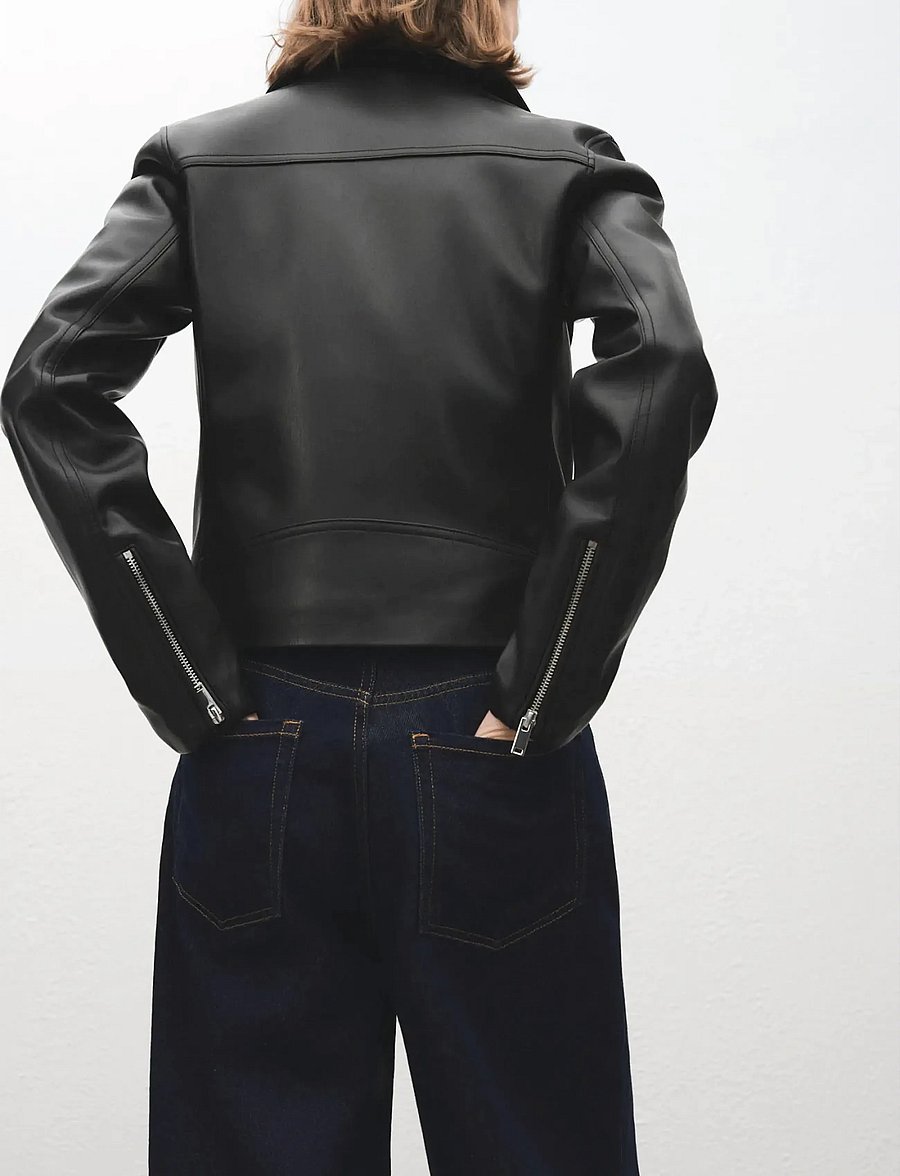 Mango - Faux-leather biker jacket - frühlingsjacken - black - 2