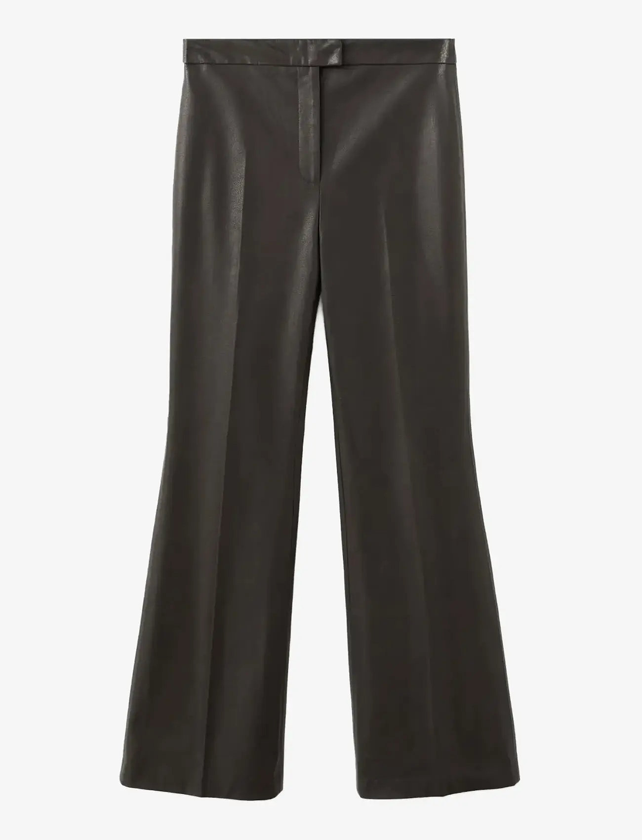 Mango - Wide leg faux-leather trousers - leather trousers - dark brown - 1