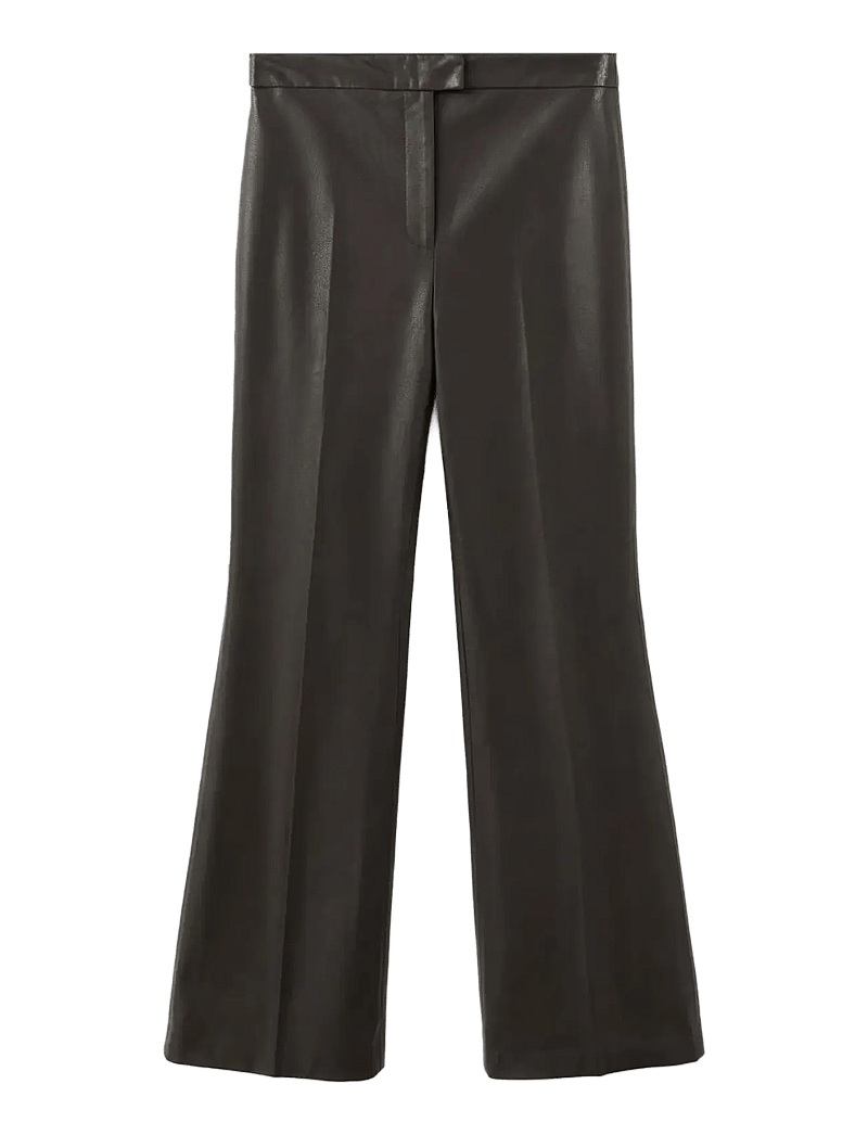 Mango - Wide leg faux-leather trousers - skinnbyxor - dark brown - 1