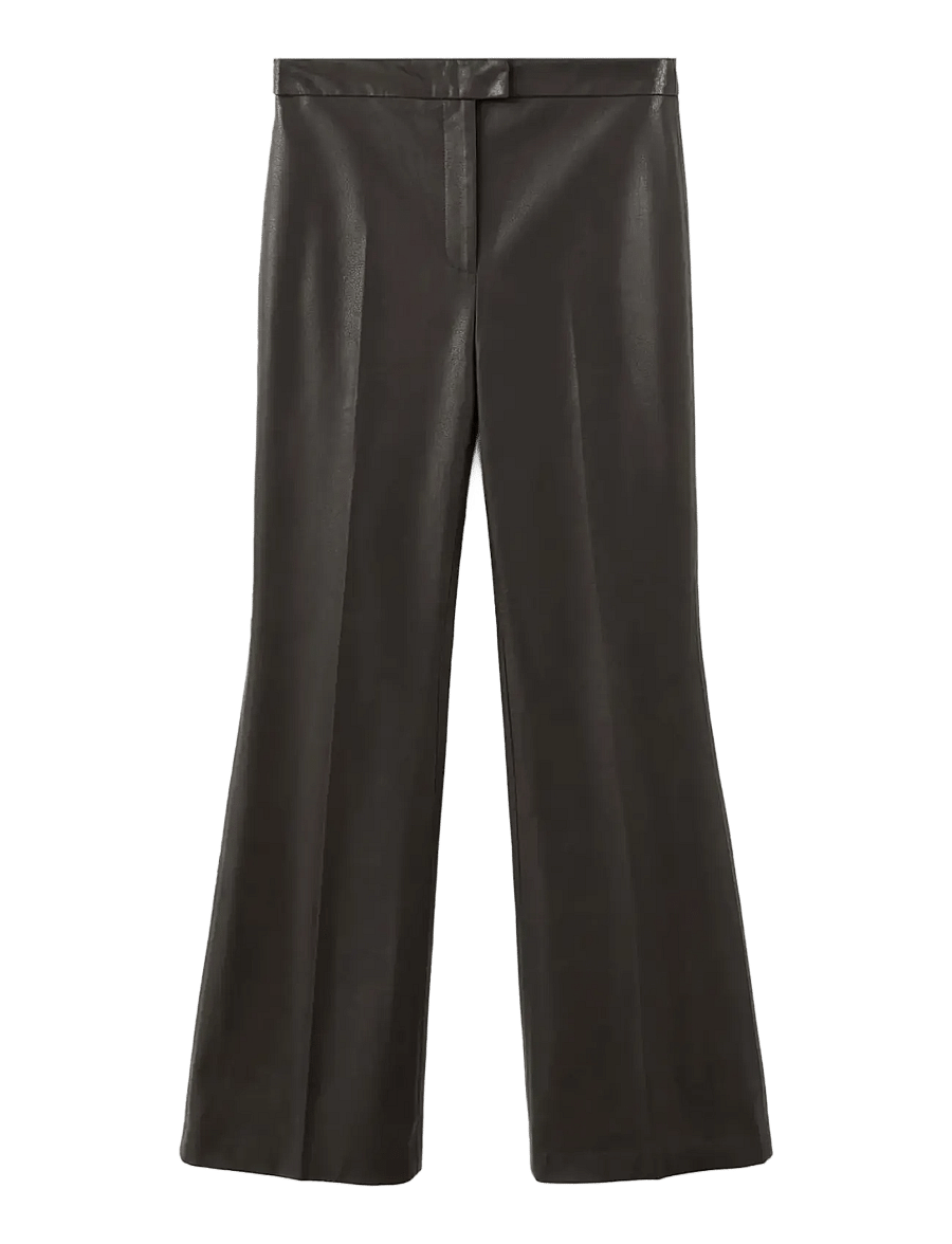Mango - Wide leg faux-leather trousers - skinnbukser - dark brown - 1