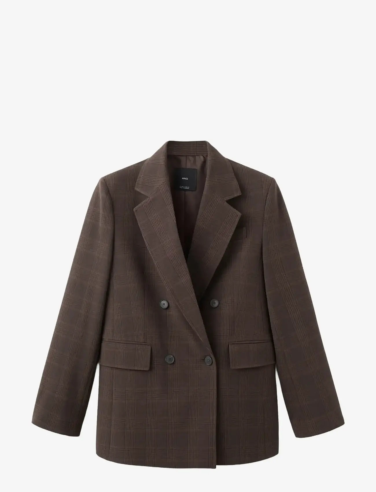 Mango - Double-breasted check suit jacket - festtøj til outletpriser - brown - 1