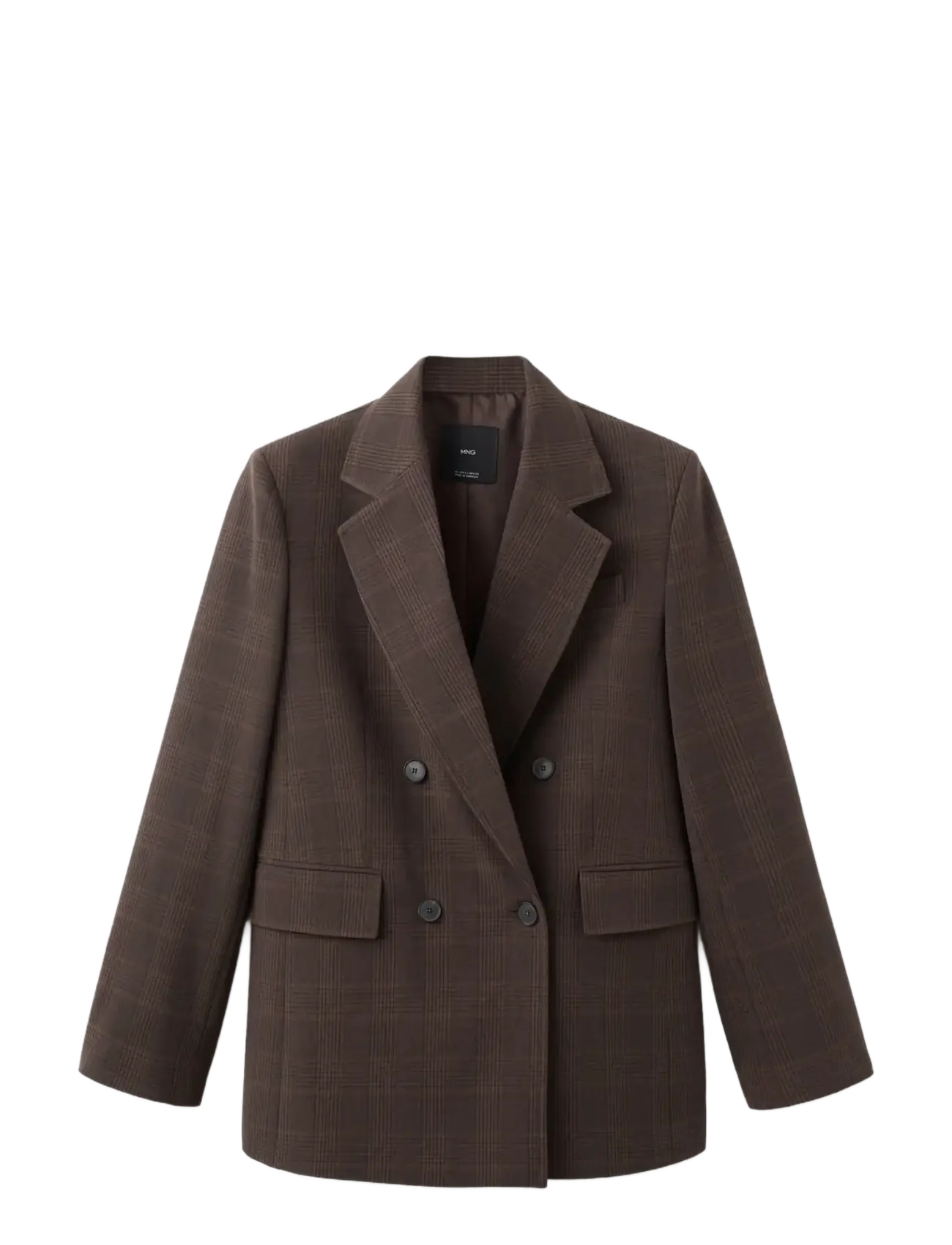 Mango Double-breasted check suit jacket - Nyheder - BROWN / brown