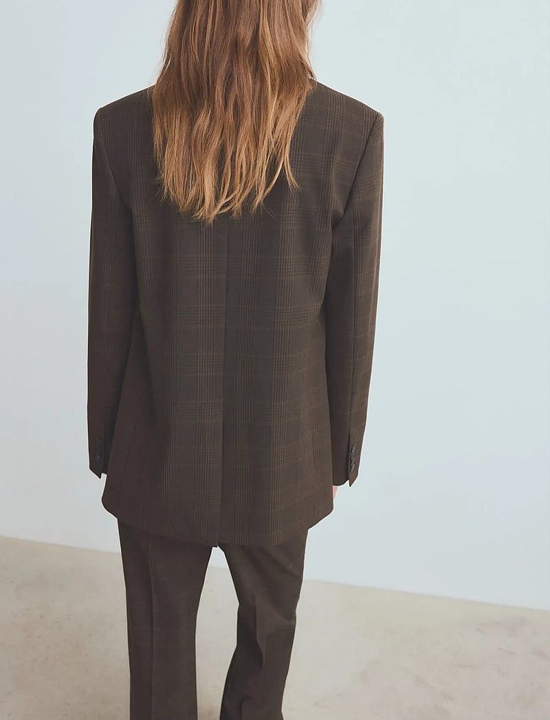 Mango - Double-breasted check suit jacket - dobbeltradede blazere - brown - 2