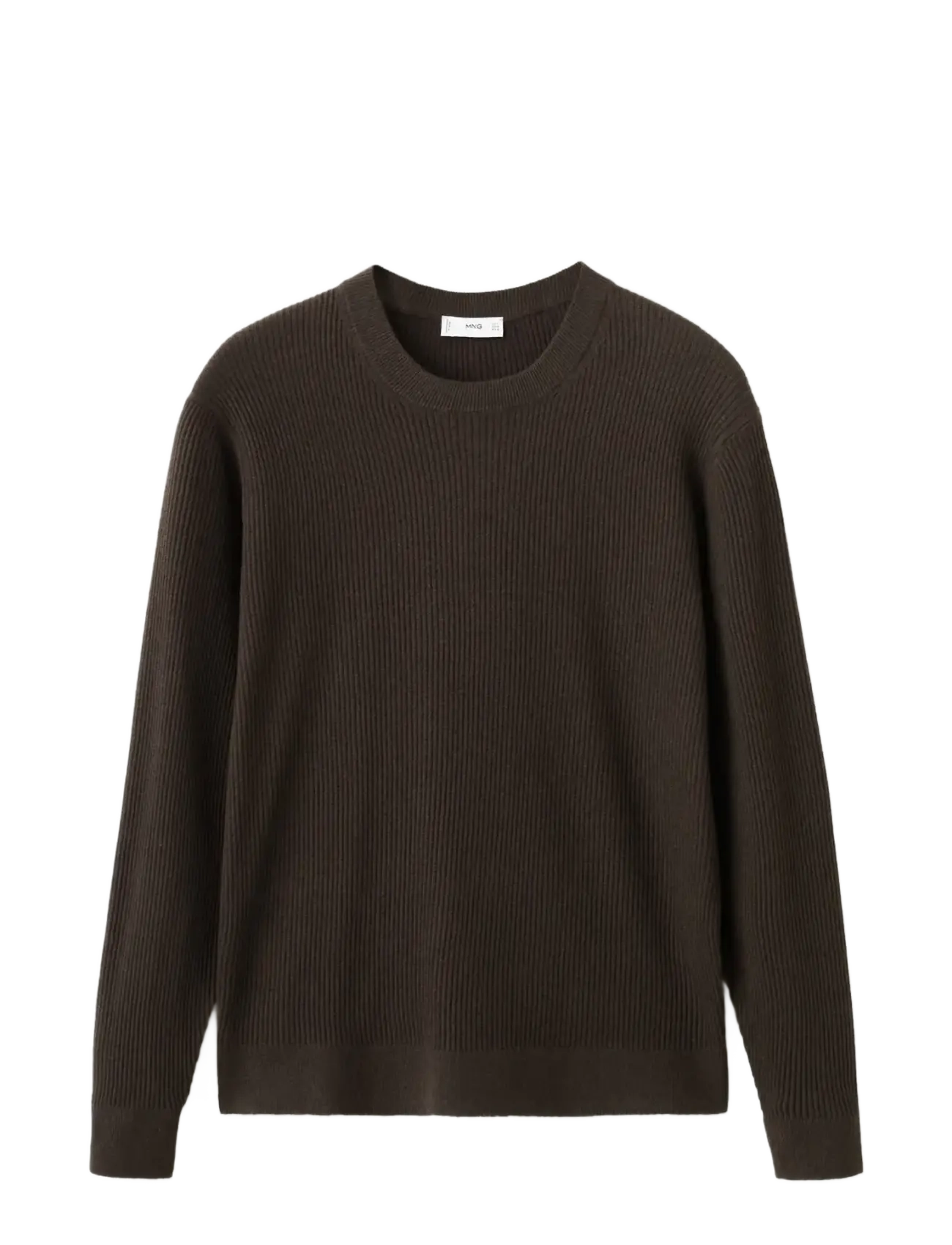 Mango Fine rib-knit cotton sweater - Stickat - DARK BROWN / brown