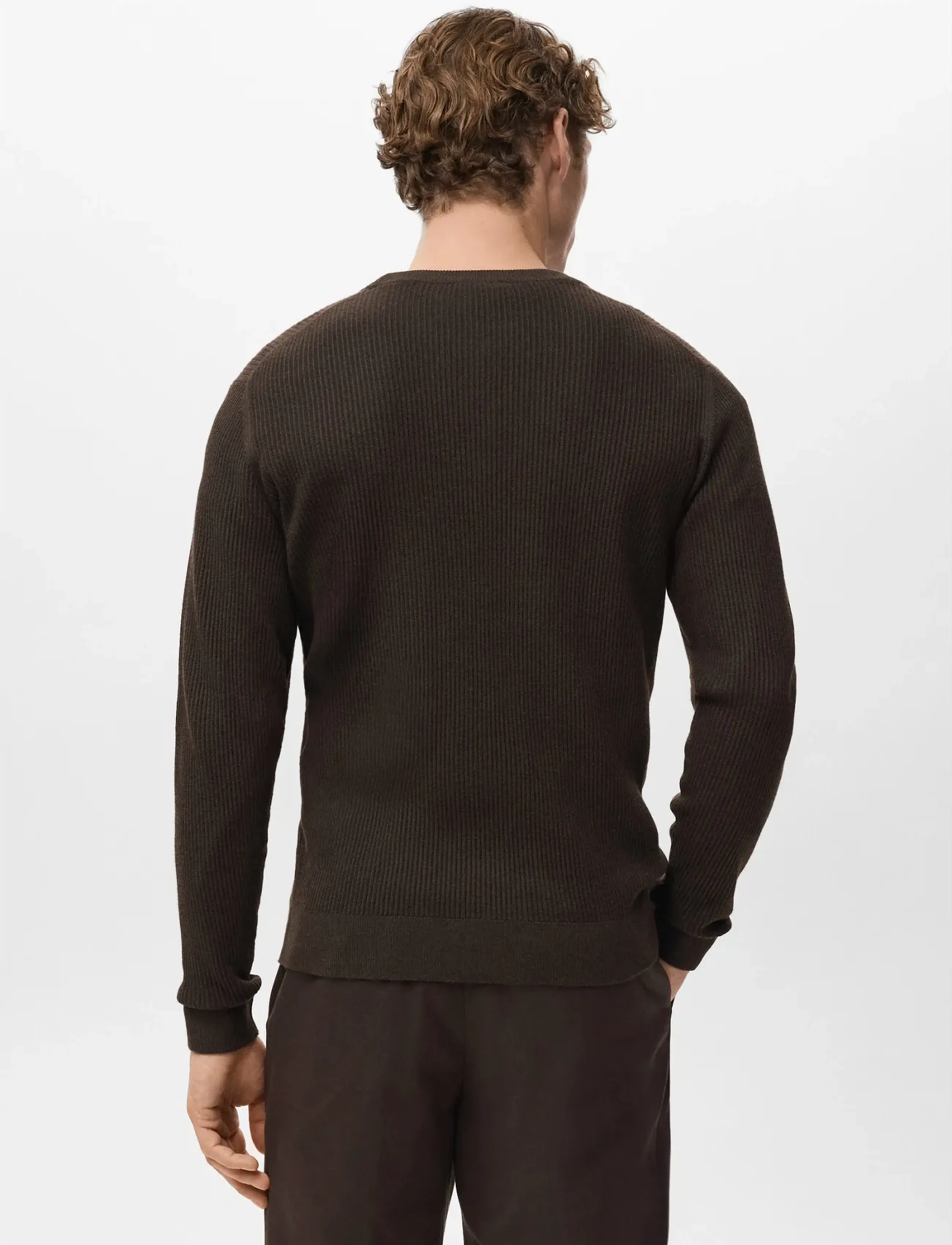 Mango - Fine rib-knit cotton sweater - najniższe ceny - dark brown - 2