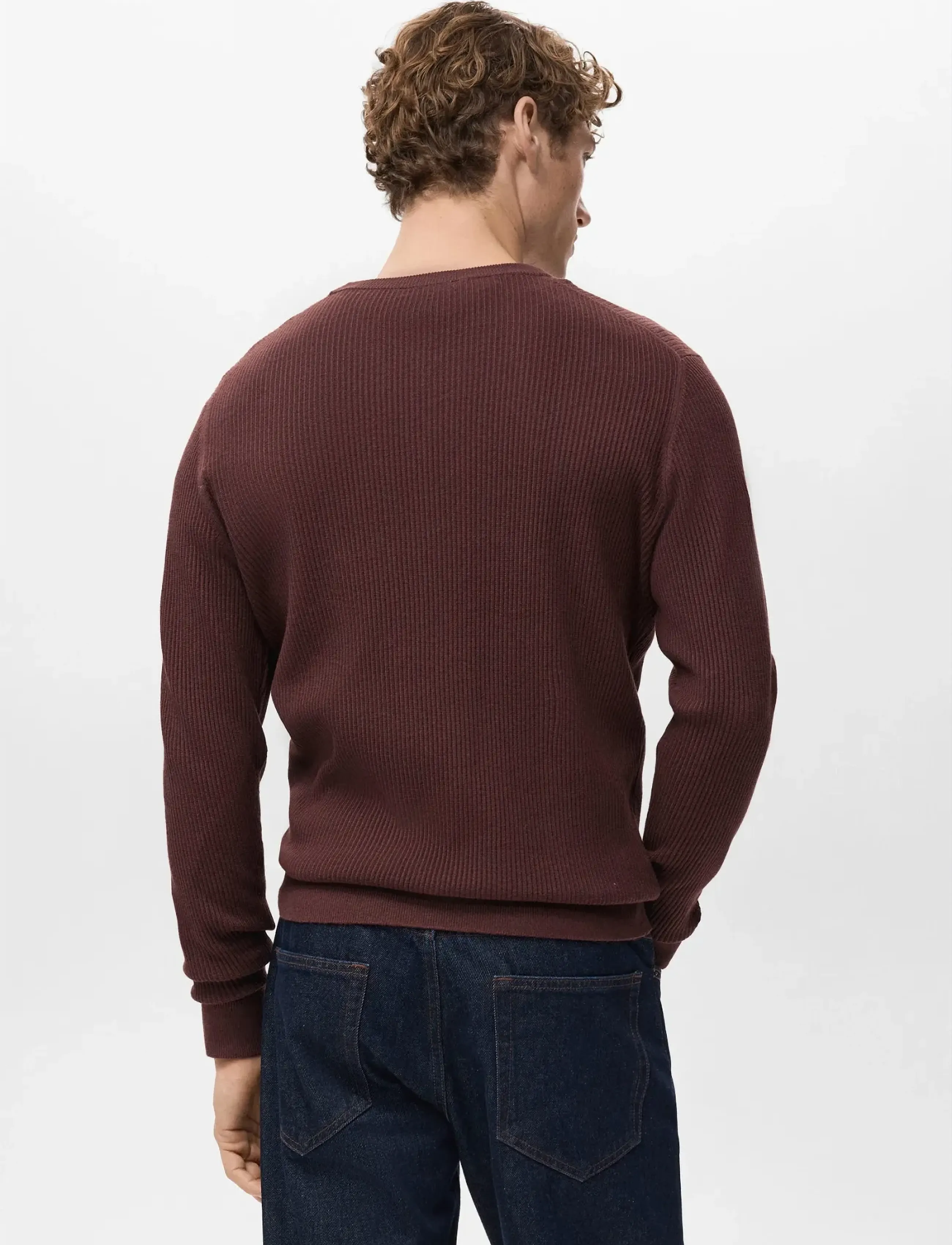 Mango - Fine rib-knit cotton sweater - laveste priser - dark red - 2