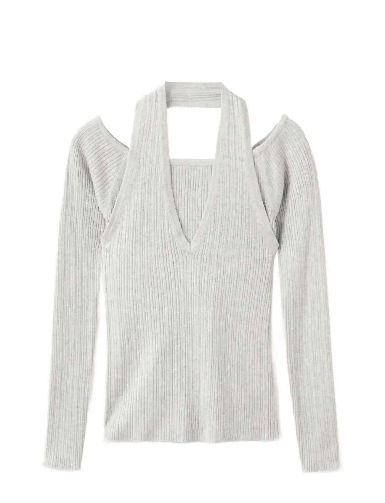 Mango Long-sleeved halter-neck top - Back to school - LT PASTEL GREY / grey