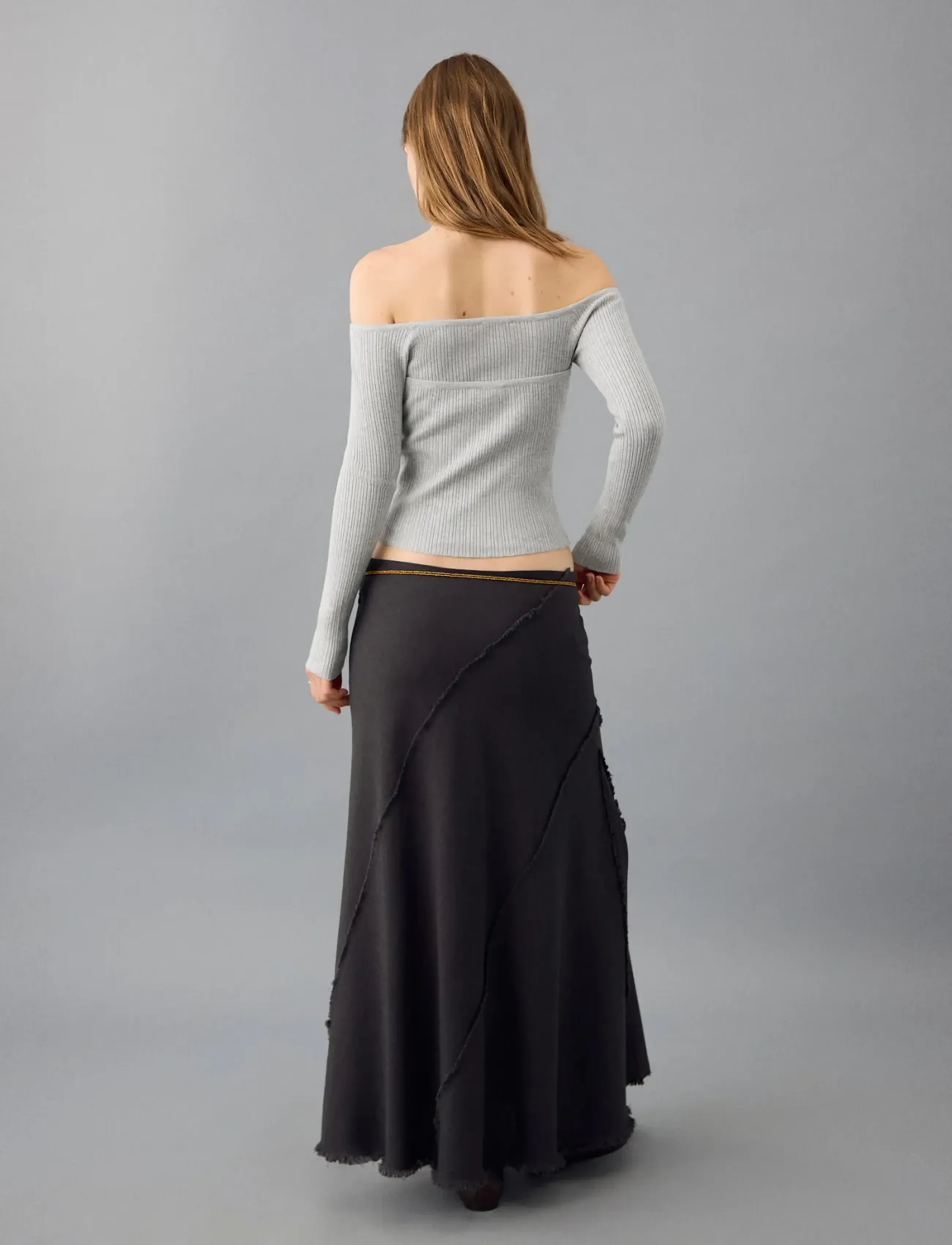 Mango - Long-sleeved halter-neck top - langermede t-skjorter - lt pastel grey - 2