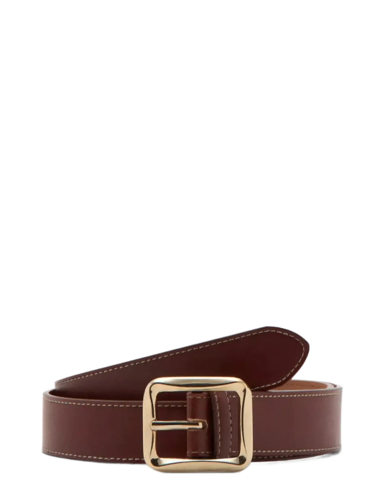 Mango Square buckle belt - Modern femininity - BROWN / gold