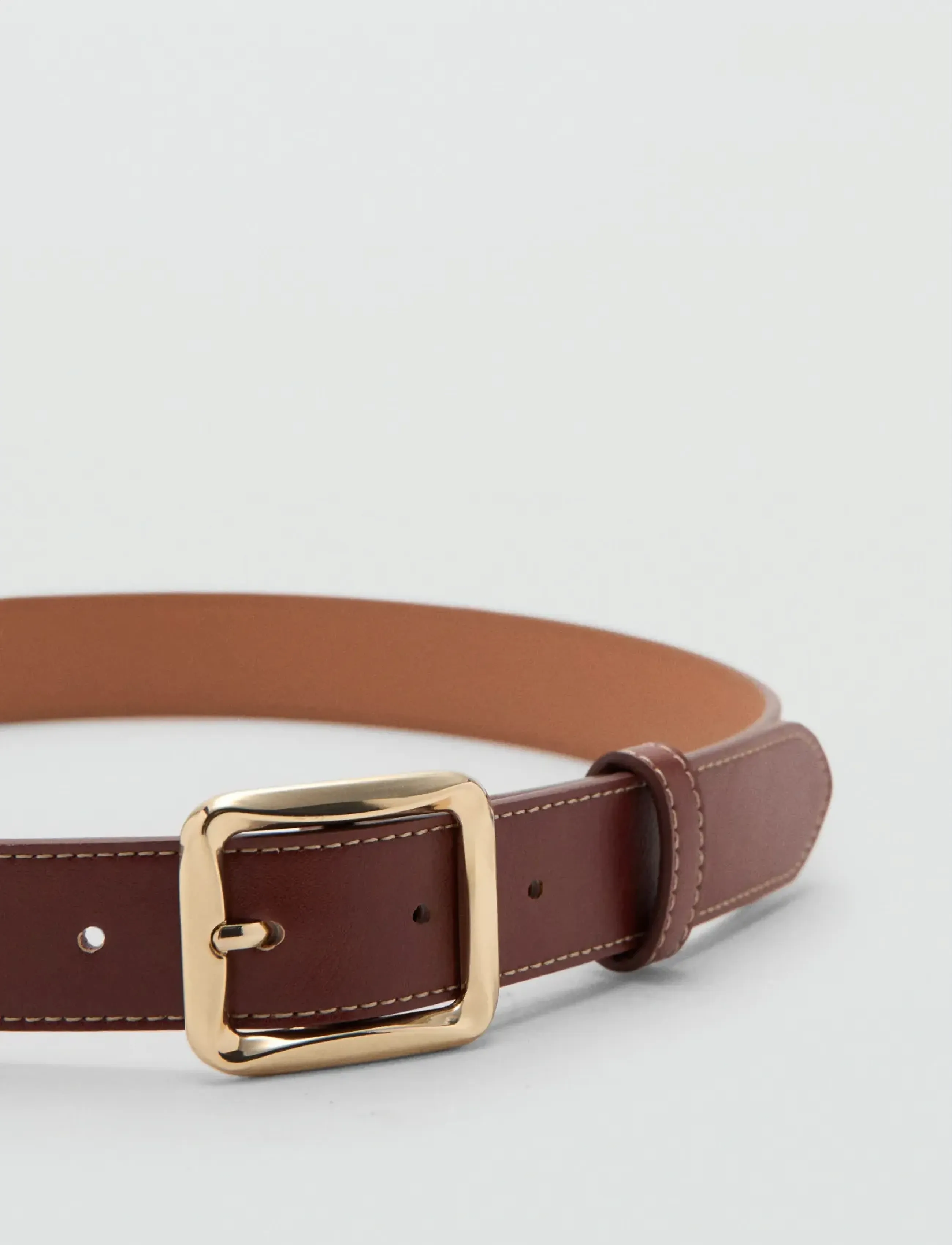 Mango - Square buckle belt - casual bælter - brown - 1