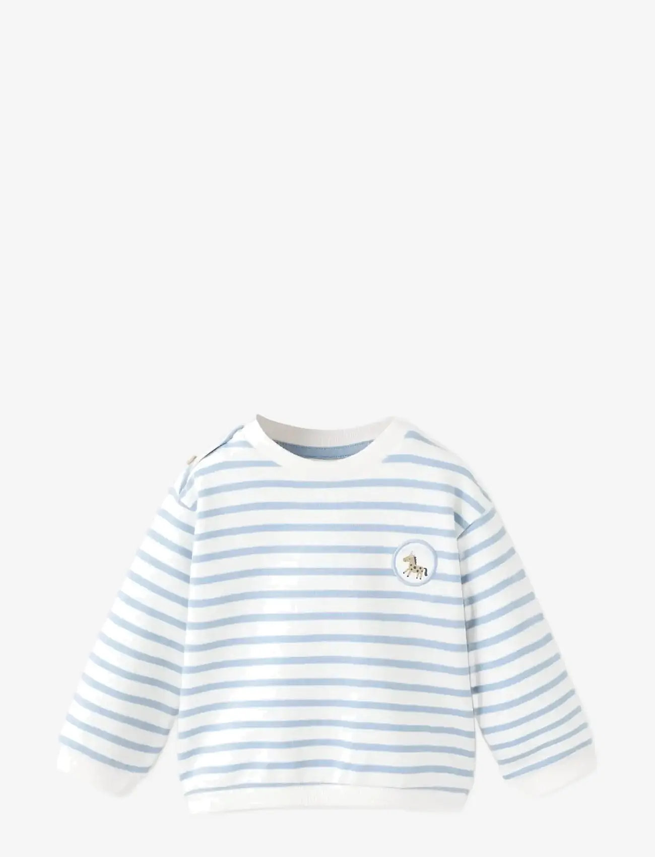 Mango - Striped cotton-blend sweatshirt - lt-pastel blue - 0