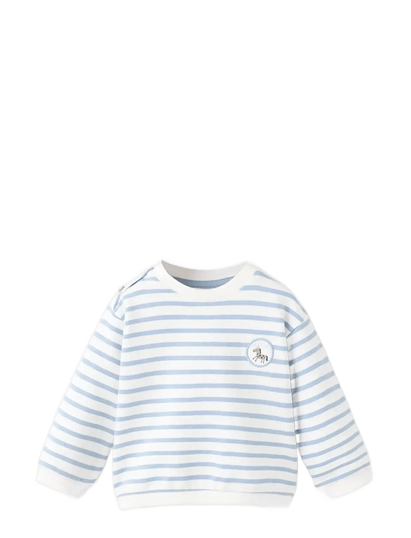 Mango - Striped cotton-blend sweatshirt - lt-pastel blue - 0