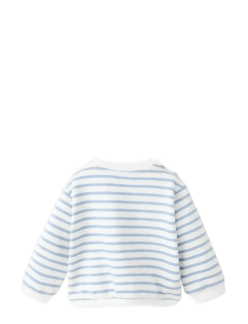 Mango - Striped cotton-blend sweatshirt - lt-pastel blue - 1