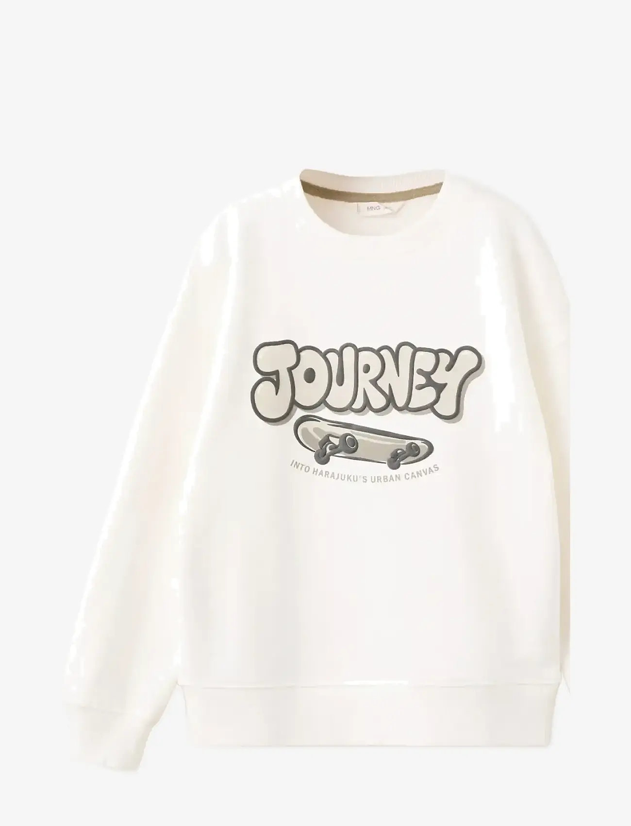 Mango - Printed cotton sweatshirt - sweatshirts - natural white - 1