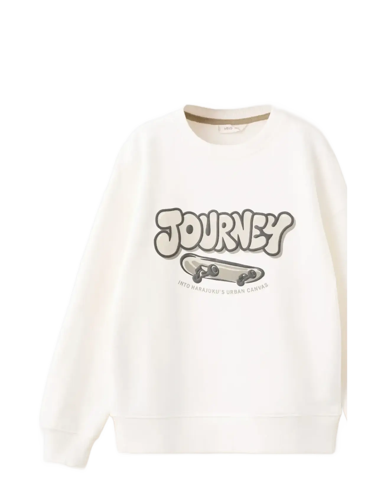 Mango Printed cotton sweatshirt - Kläder - NATURAL WHITE / cream