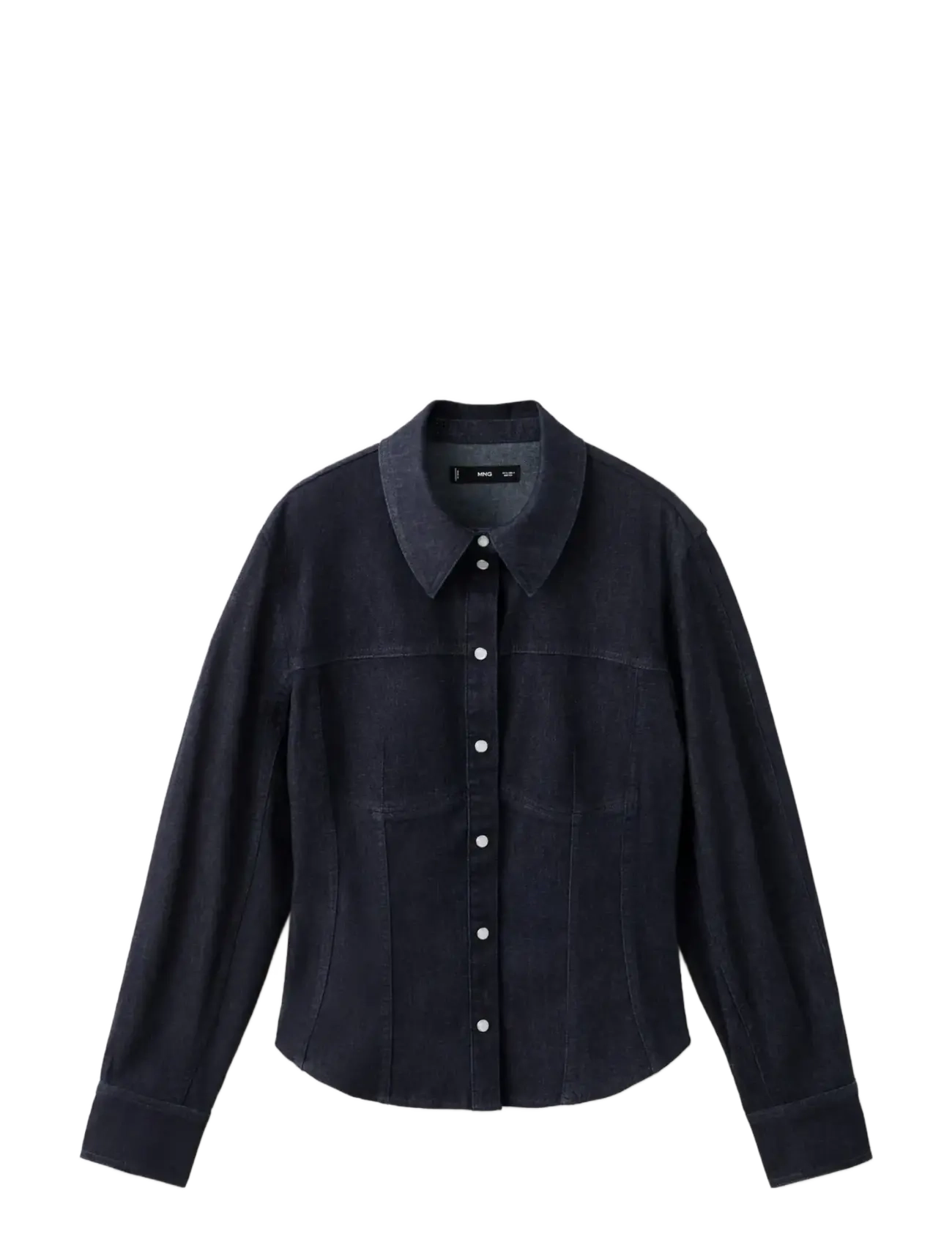 Mango Denim shirt with seams - Tøj - OPEN BLUE / white
