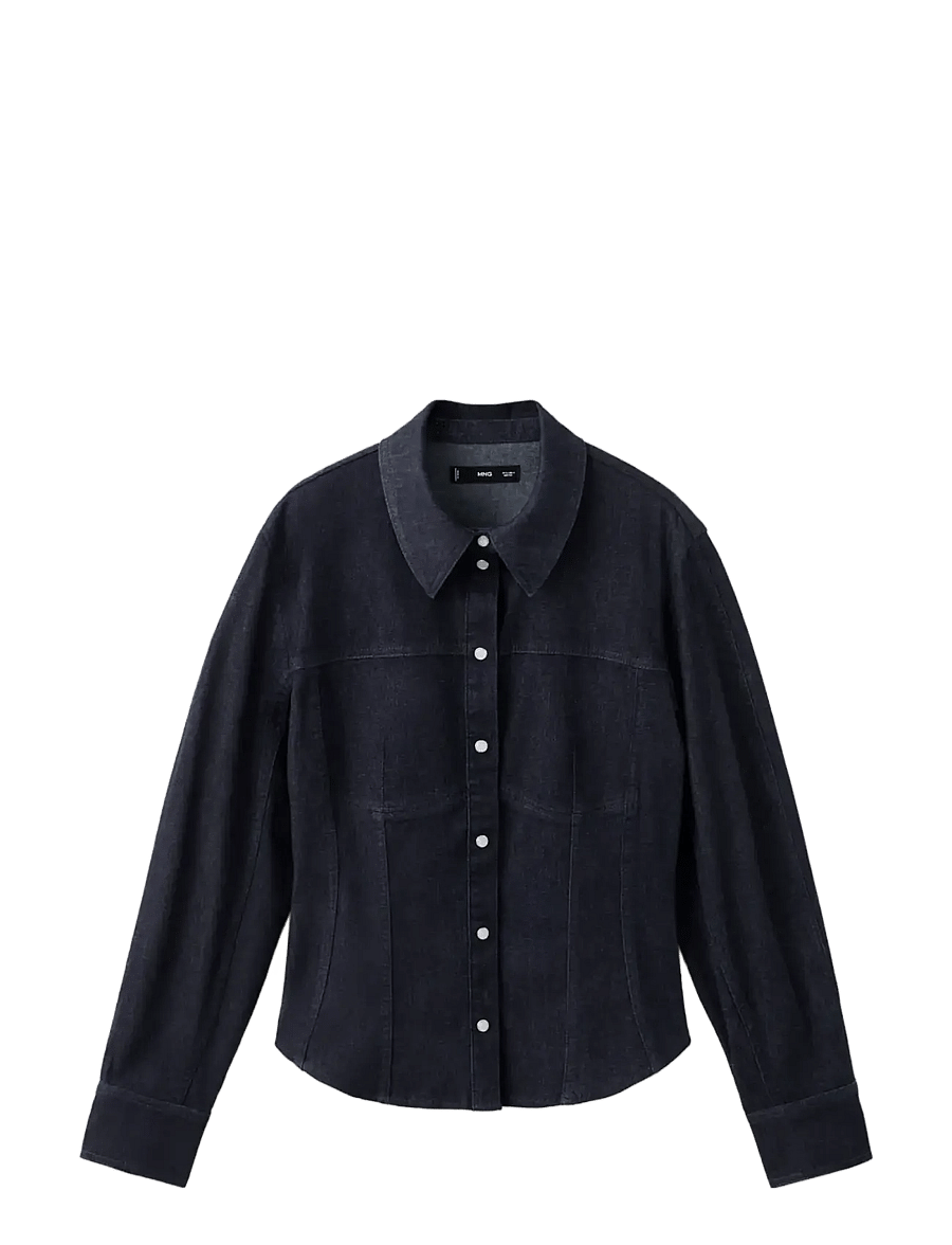 Mango - Denim shirt with seams - jeansskjortor - open blue - 1