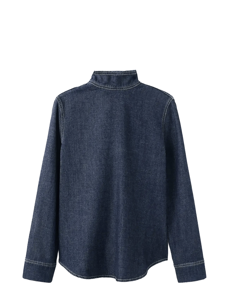 Mango - Denim shirt with tie fastening - denimskjorter - open blue - 1