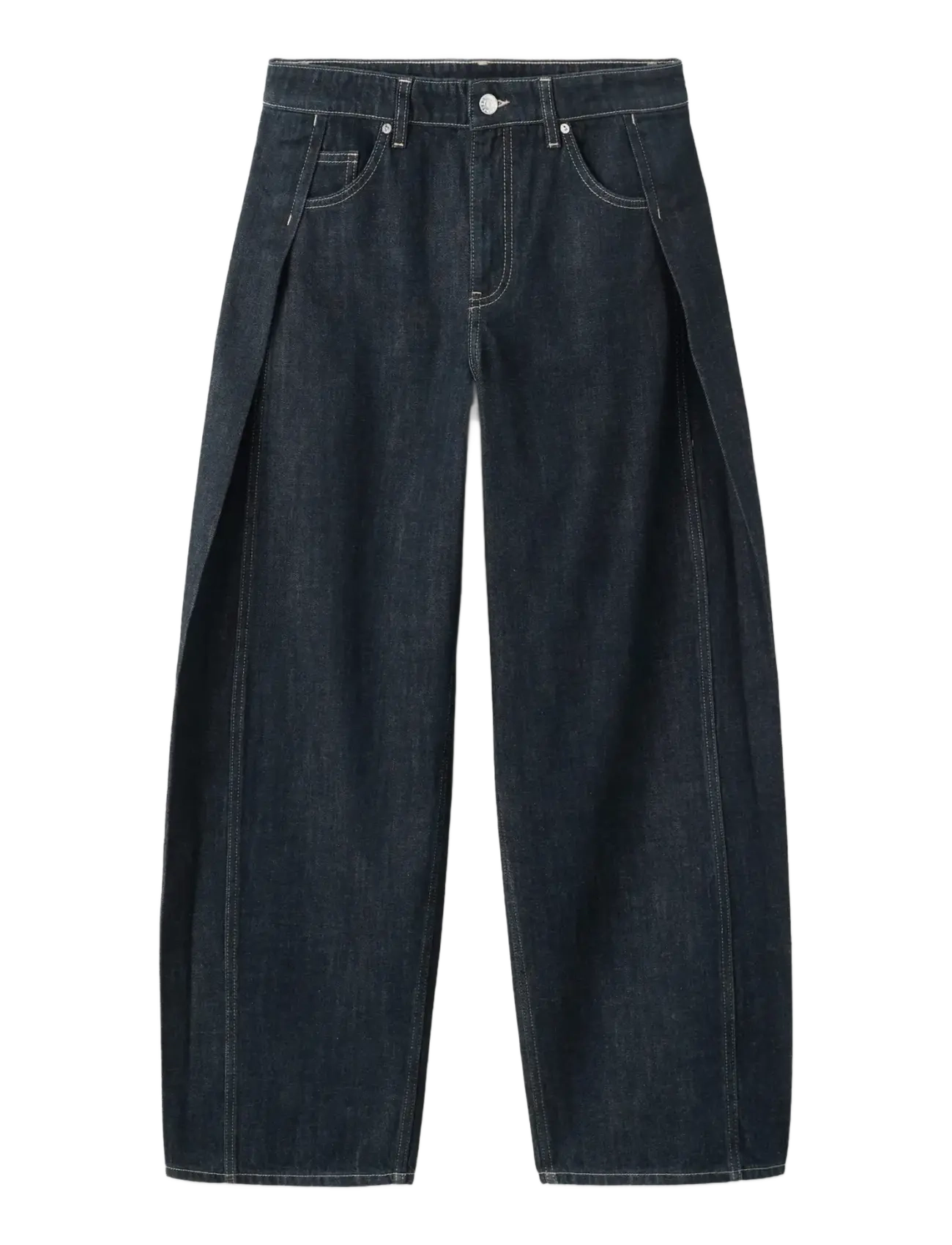 MANGO Balloon Jeans With Mid-Rise Und Side Darts Navy - 32 - Damen