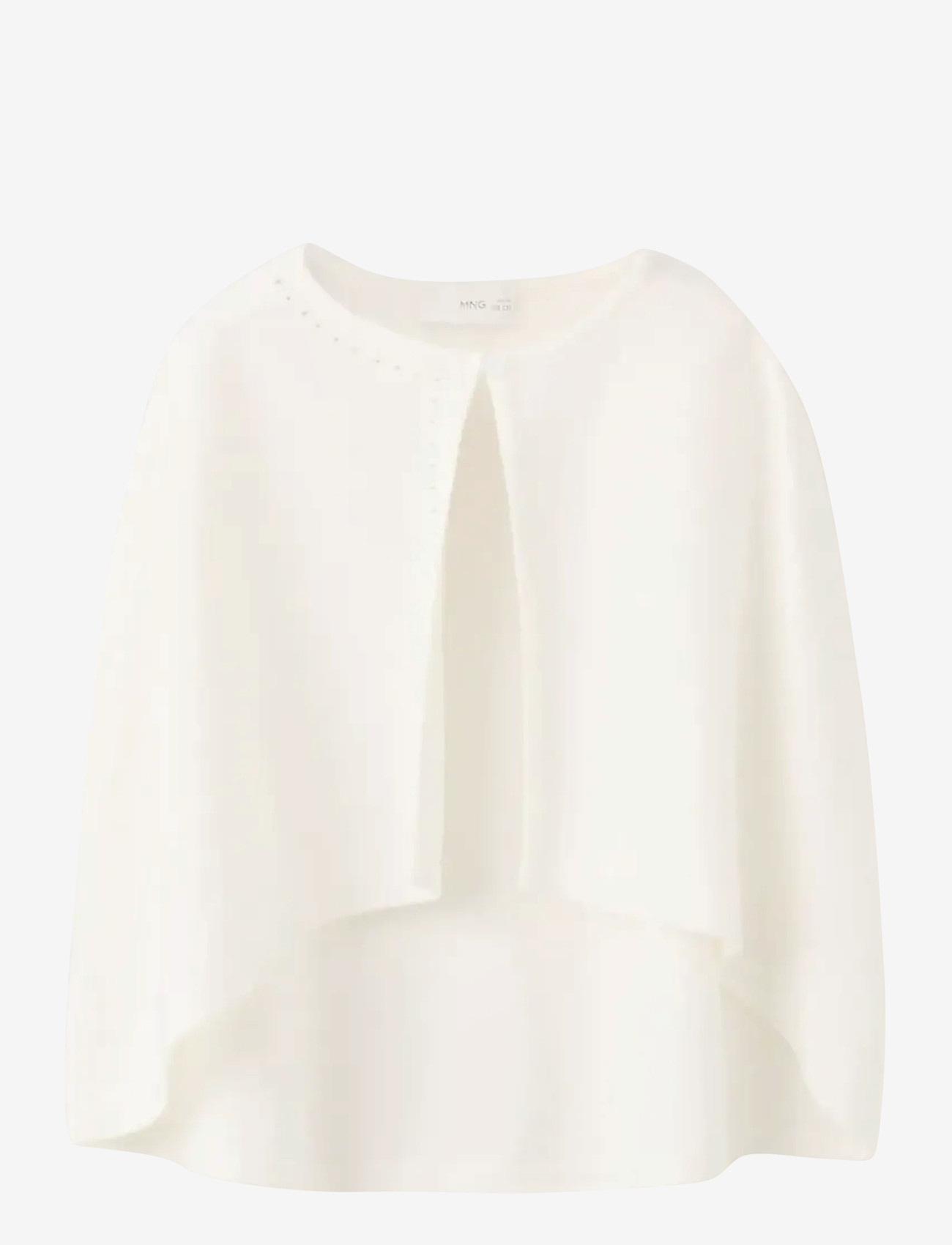 Mango - Knitted cape with lace details - cardigans - natural white - 1