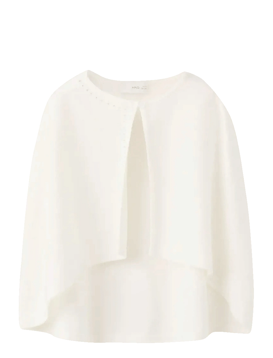 Mango - Knitted cape with lace details - cardigans - natural white - 1