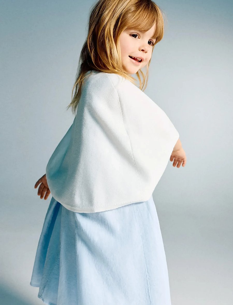 Mango - Knitted cape with lace details - cardigans - natural white - 0