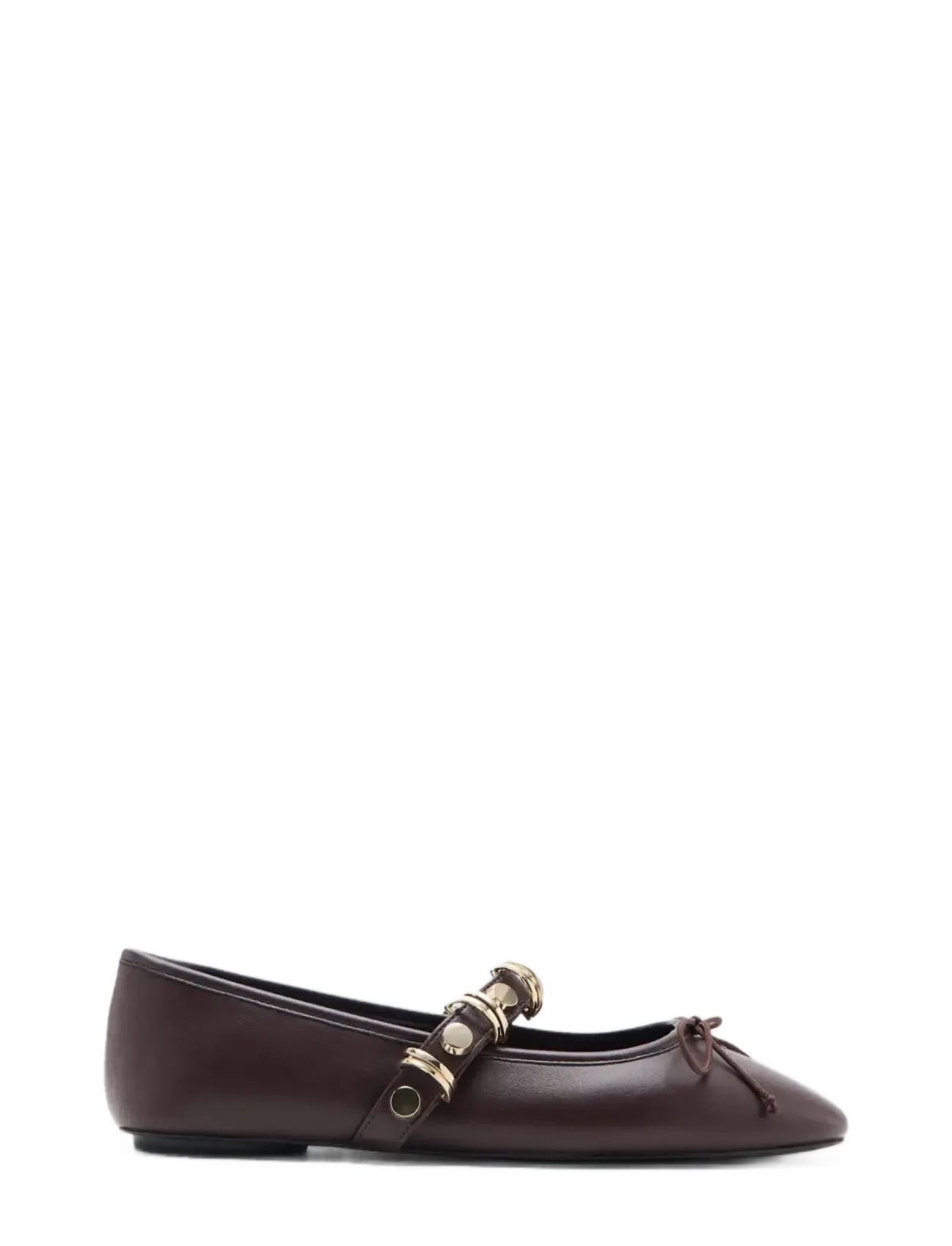 Mango Ballet Pump With Metallic Strap Details, 38, Burgundy, Sko > Ballerinaer, Dame
