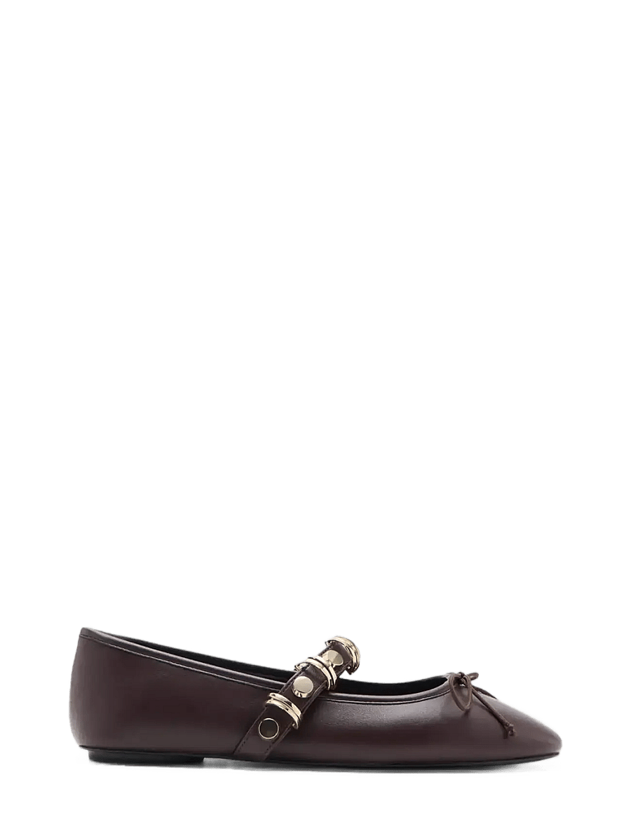 Mango - Ballet pump with metallic strap details - speciella tillfällen - dark red - 0