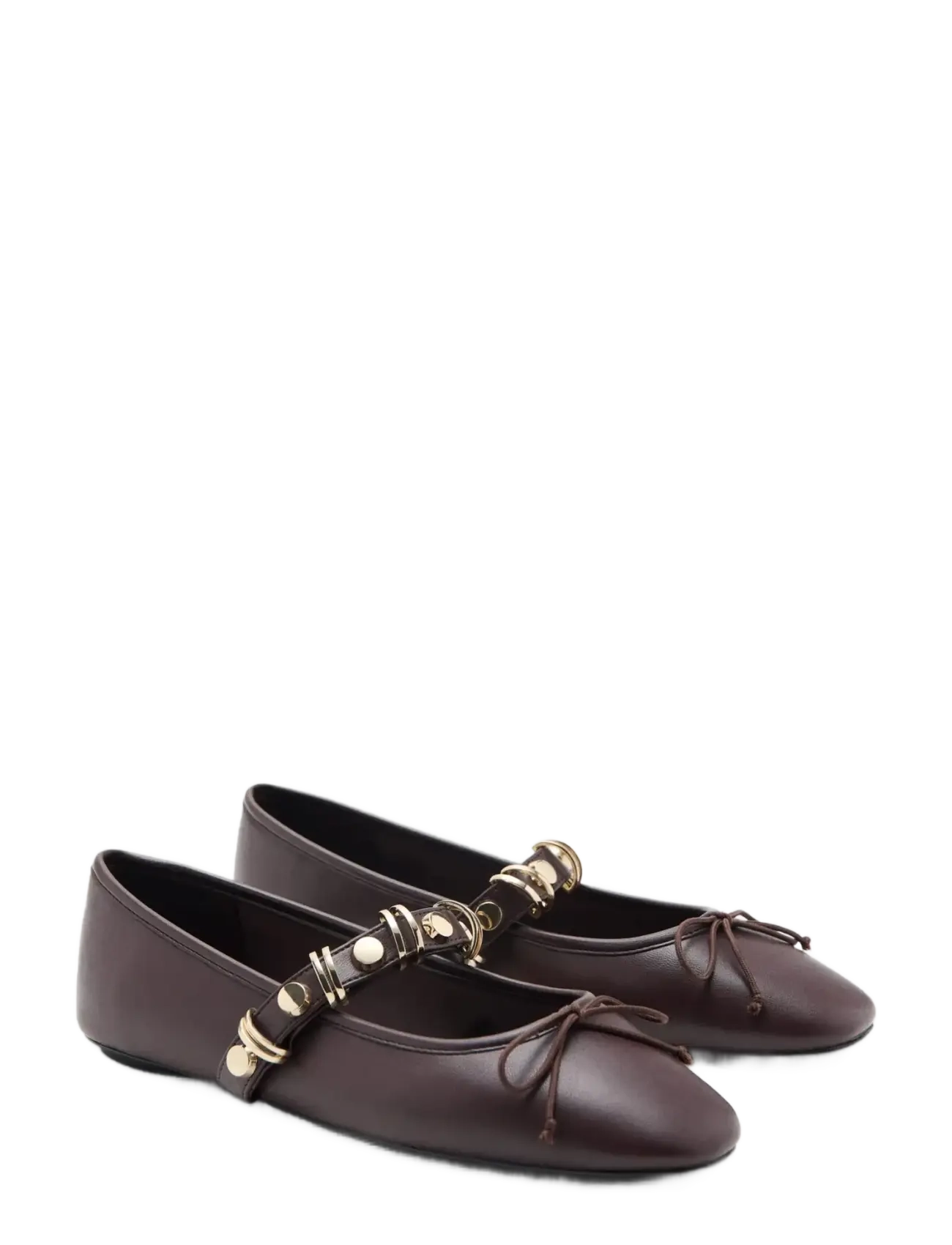 Mango - Ballet pump with metallic strap details - ballerinas - dark red - 1