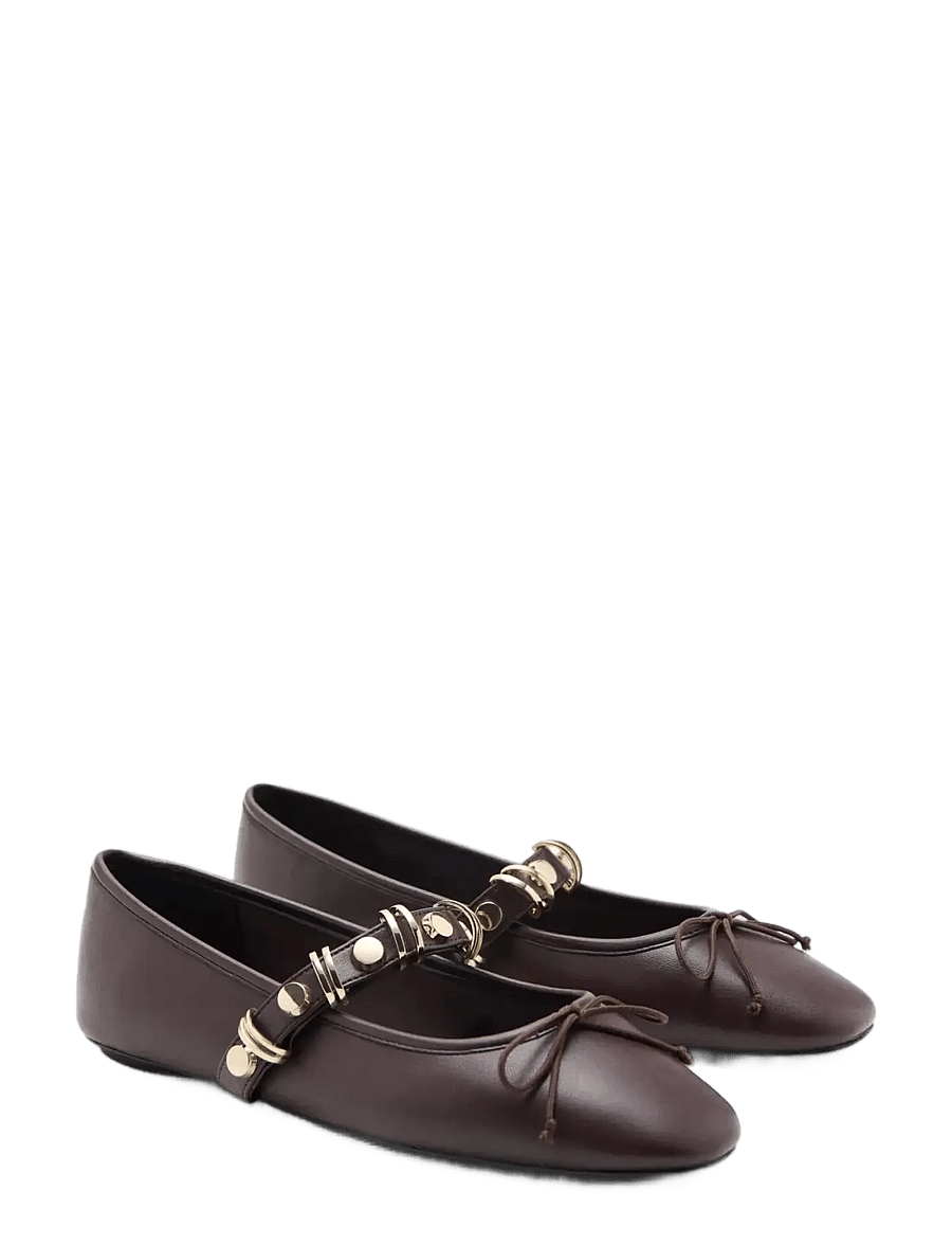 Mango - Ballet pump with metallic strap details - speciella tillfällen - dark red - 1