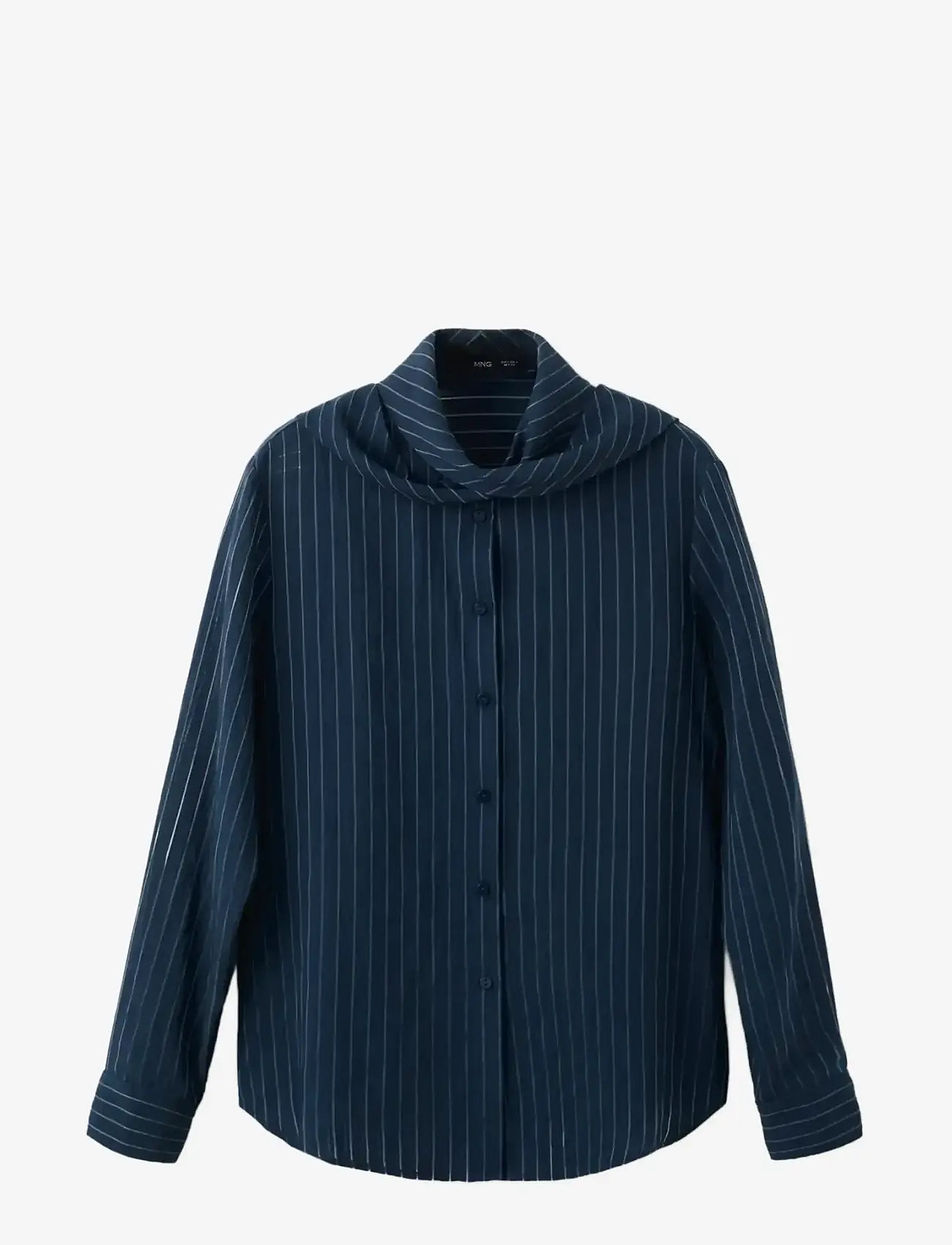 Mango - Striped blouse with bow tie neck - langærmede bluser - navy - 1
