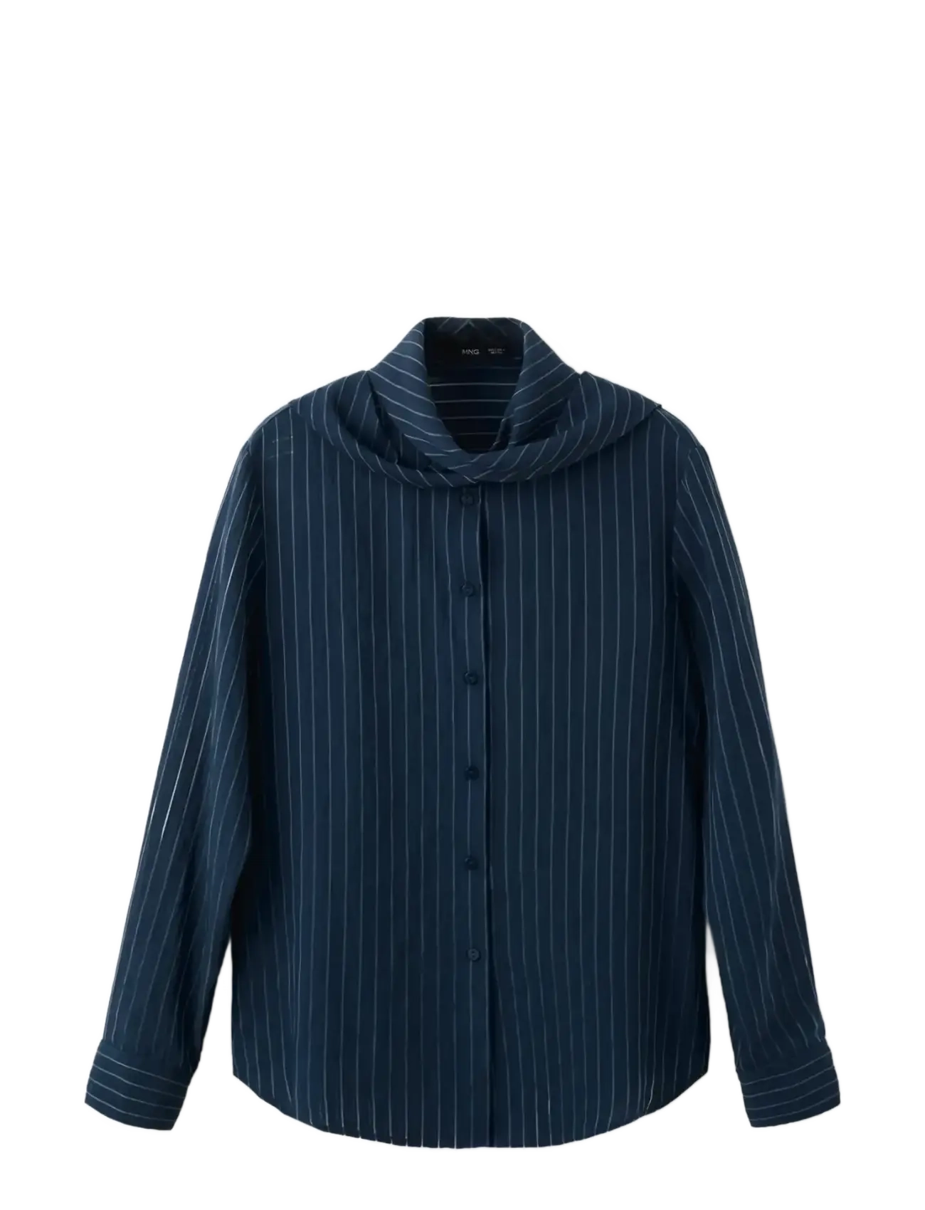 Mango Striped blouse with bow tie neck - Vaatteet - NAVY / navy