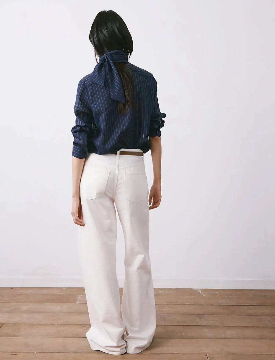 Mango - Striped blouse with bow tie neck - langærmede bluser - navy - 2