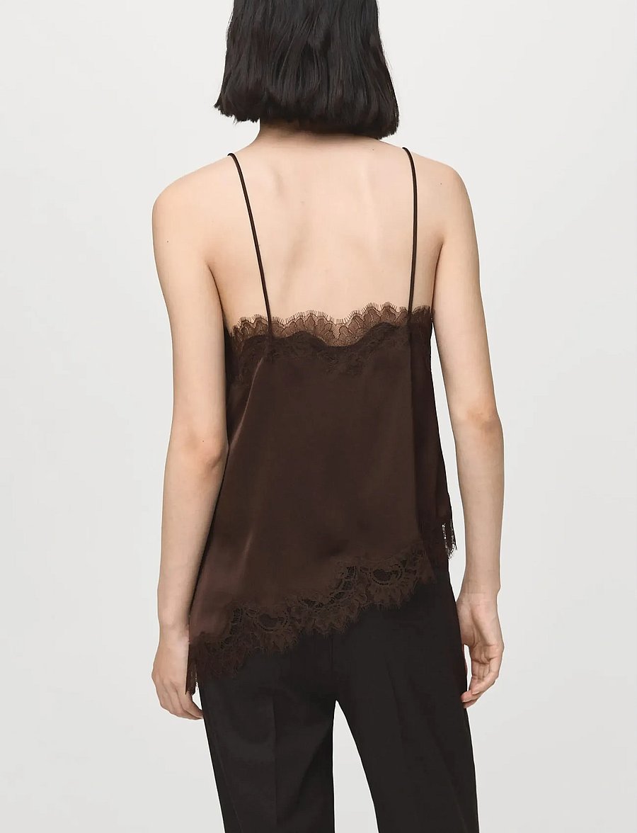 Mango - Asymmetric lace camisole top - Ärmellose tops - brown - 2