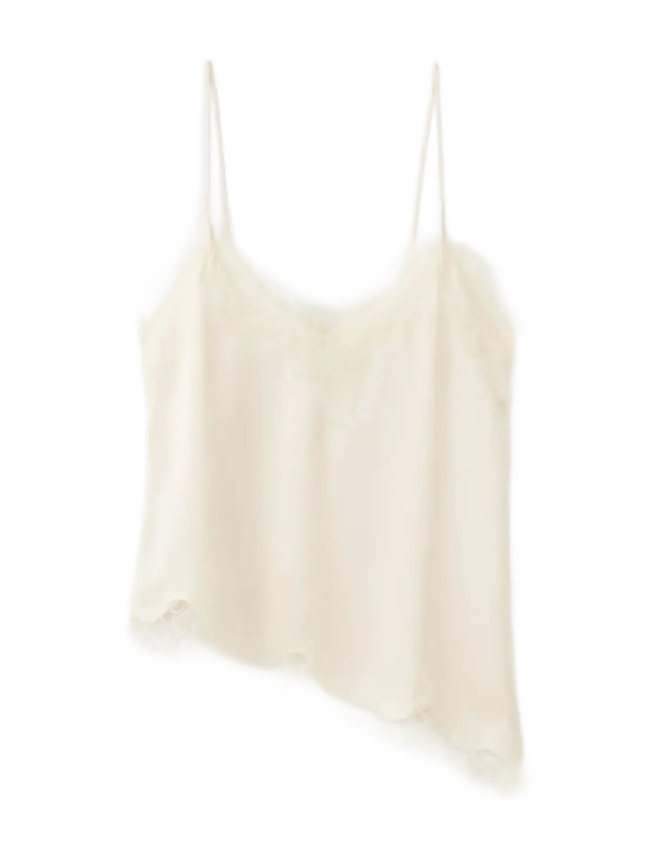 MANGO Asymmetric Strickjacke Camisole Oberteil Cream - L - Damen