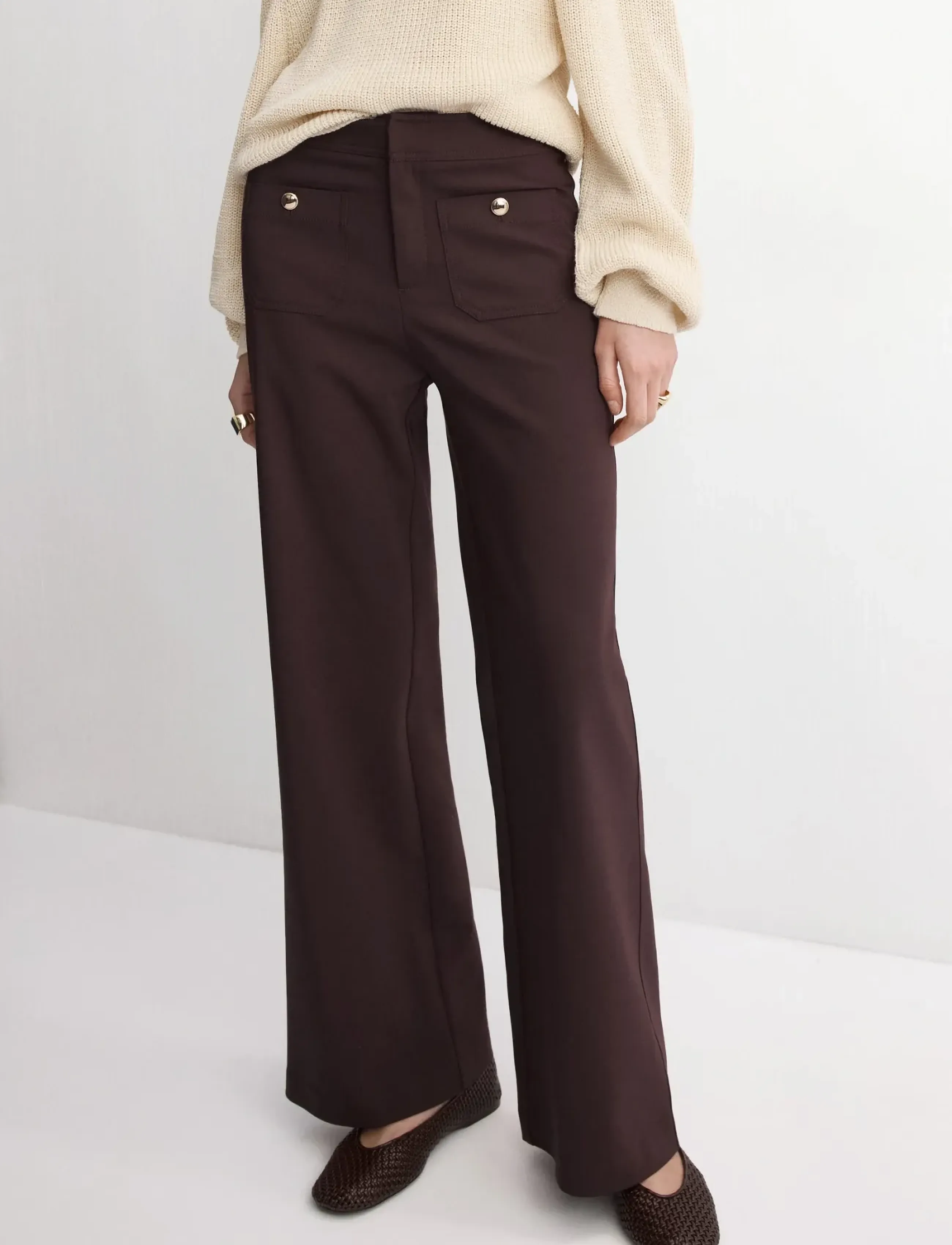 Mango Straight Trousers With Jewel Buttons, Kvinder, Vide Ben Bukser med Knapper, Guld, Str: 40