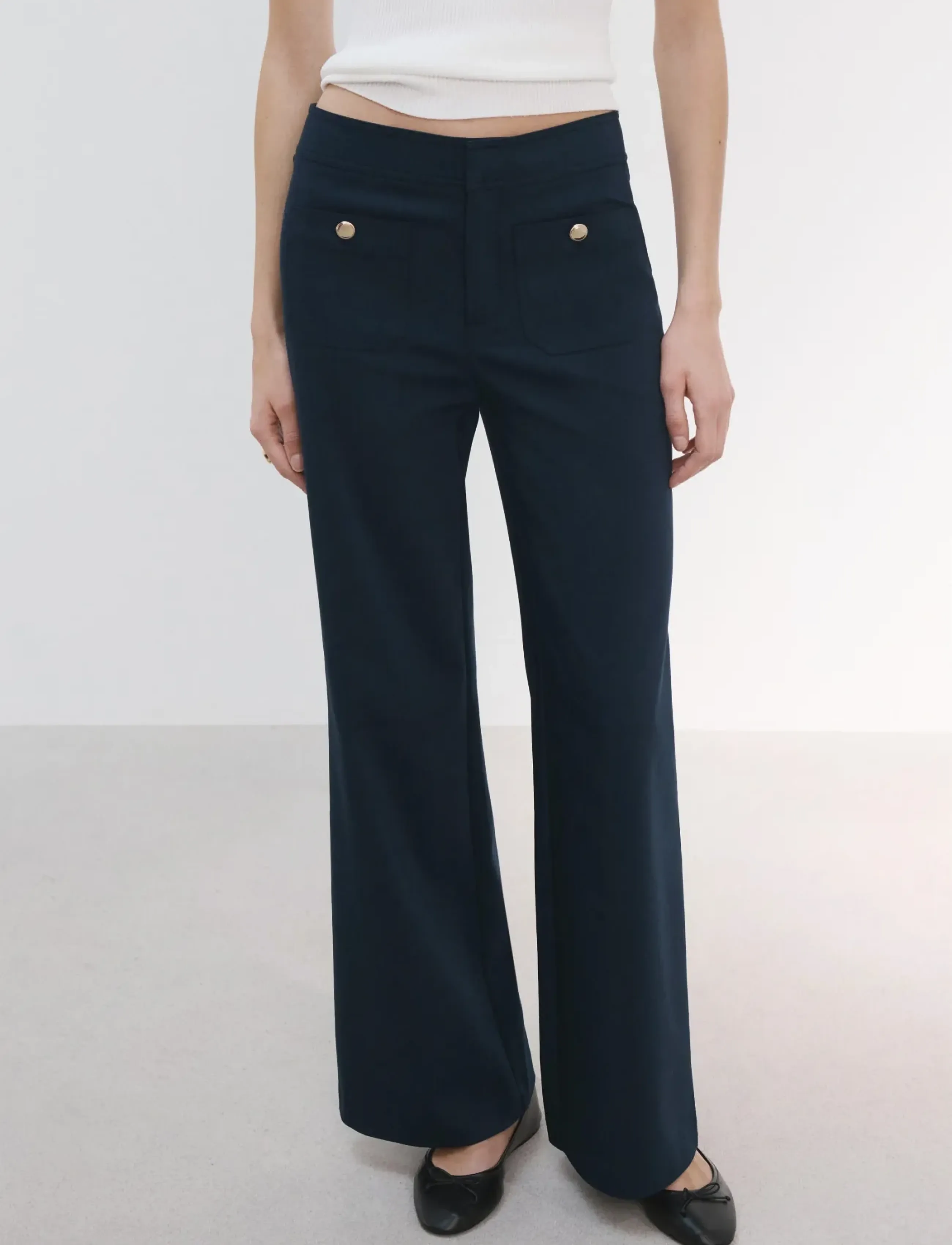 Straight Trousers With Jewel Buttons