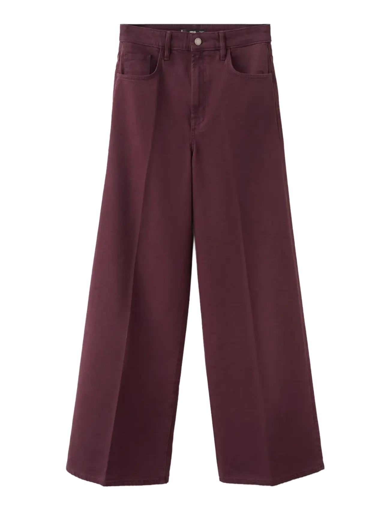 MANGO High-Waisted Wideleg Jeans Burgundy - 34 - Damen