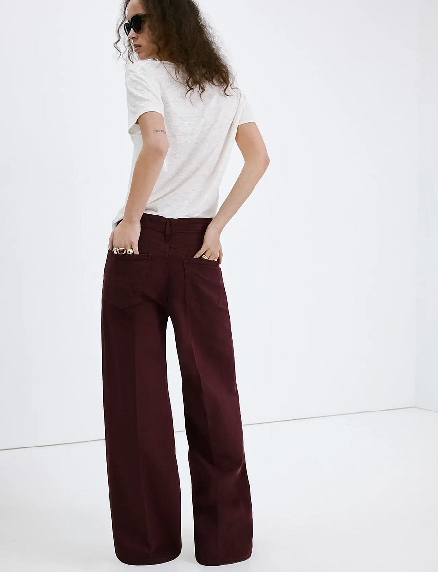 Mango - High-waisted wideleg jeans - vida jeans - dark red - 2
