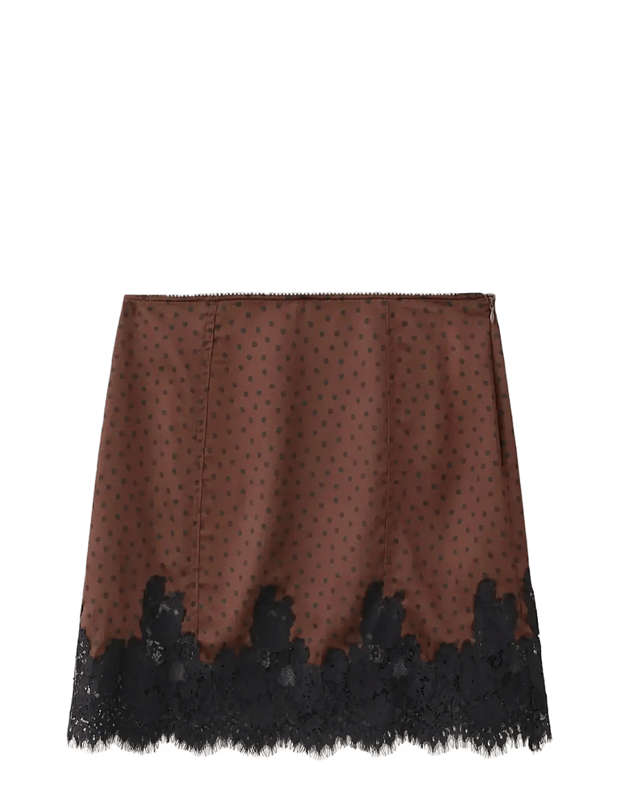 Mango - Polka dot slip skirt - korte nederdele - brown - 1